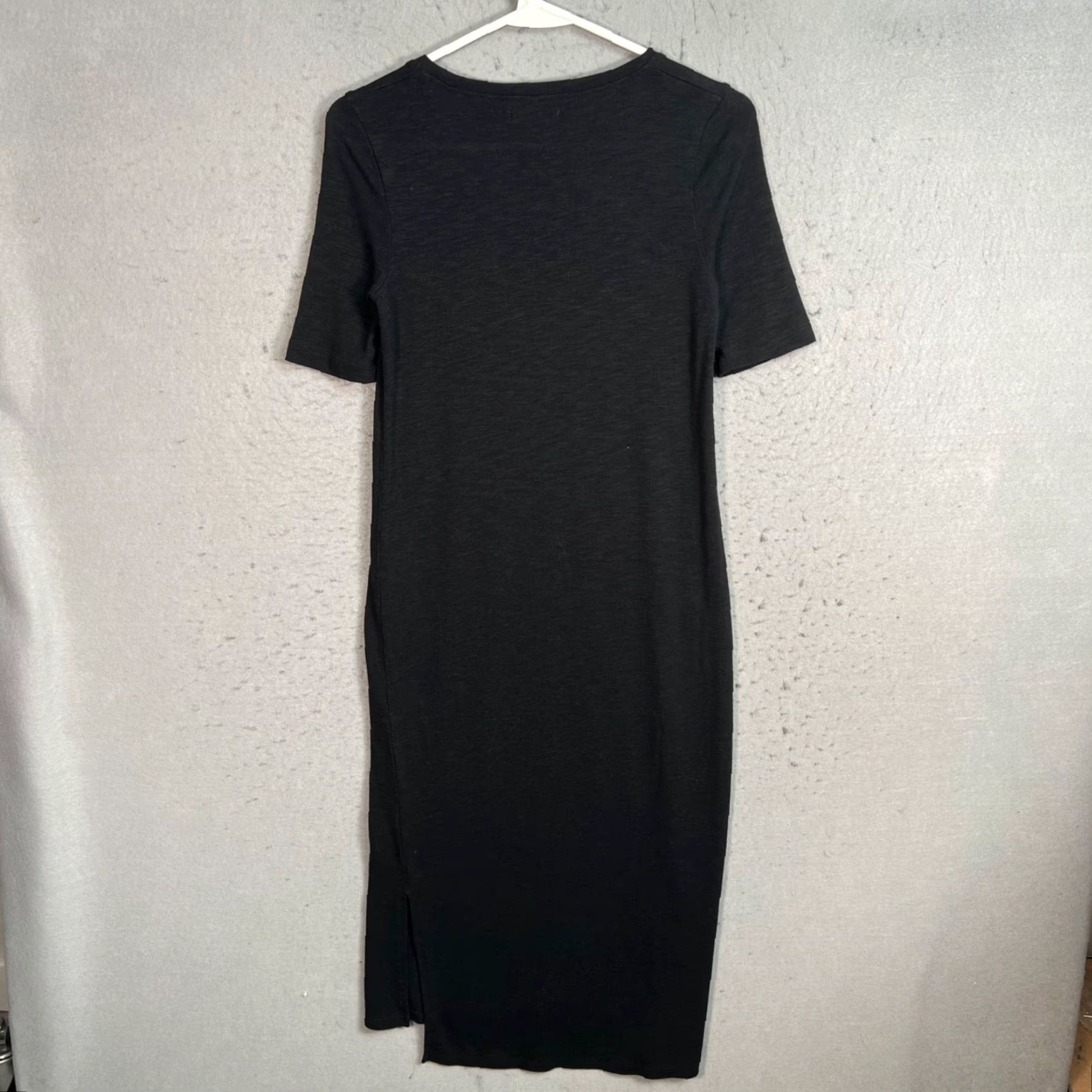 Madewell Madewell Womens XXS Black Short Sleeve Midi Dress Viscose Blend Slim Fit Dress Size 24" / US 00 / IT 34 - 2 Thumbnail