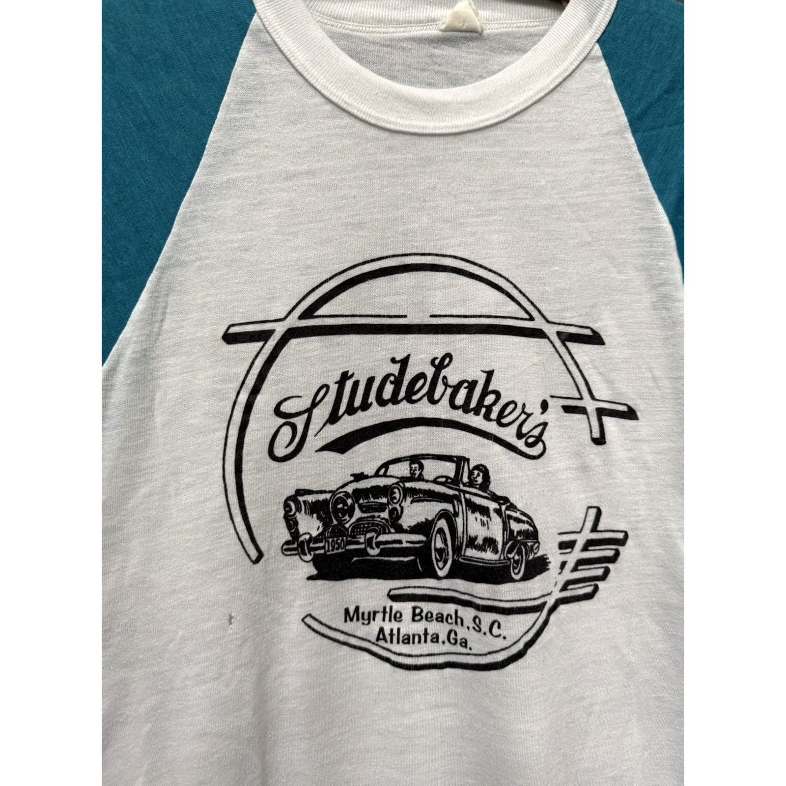 Vintage VINTAGE Studebaker Car Raglan Shirt Medium White 70’s Size US M / EU 48-50 / 2 - 4 Thumbnail