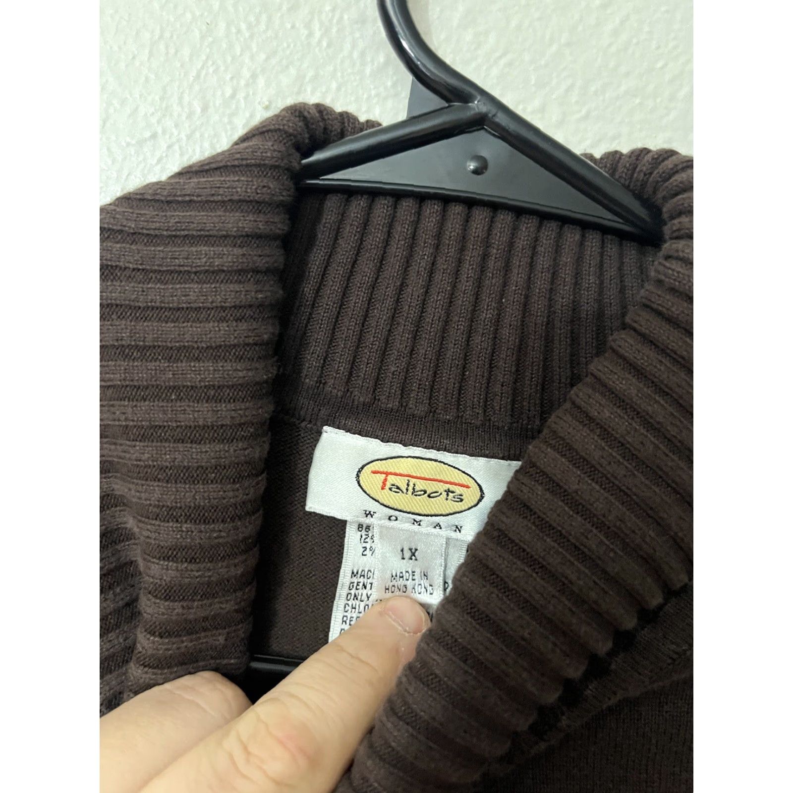 Talbots VINTAGE Talbots Brown Cable-Knit Turtleneck Sweater Women’s Plus 1X Cotton Blend Pullover Size XL / US 12-14 / IT 48-50 - 3 Thumbnail