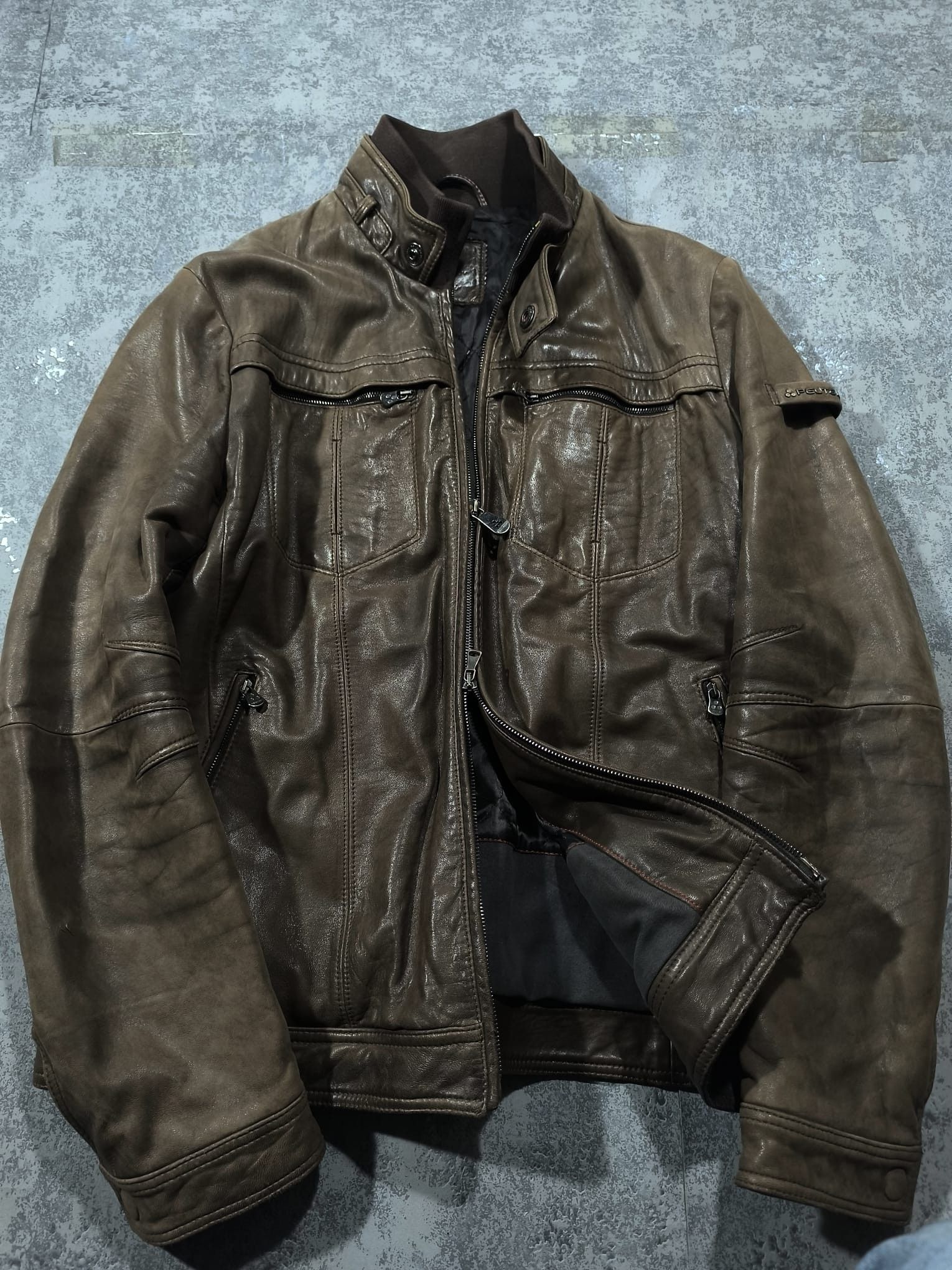 Peuterey Vtg Peuterey Biker Brown Leather Jacket Avantgarde Designer Size US L / EU 52-54 / 3 - 4 Thumbnail