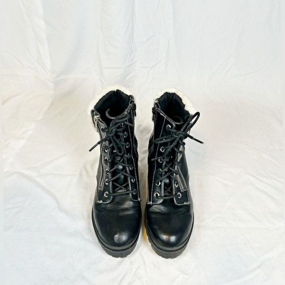 Other Vintage No Boundaries Chunky Black Fur Lace Zip Ankle Boots Size US 9 / IT 39 - 3 Thumbnail