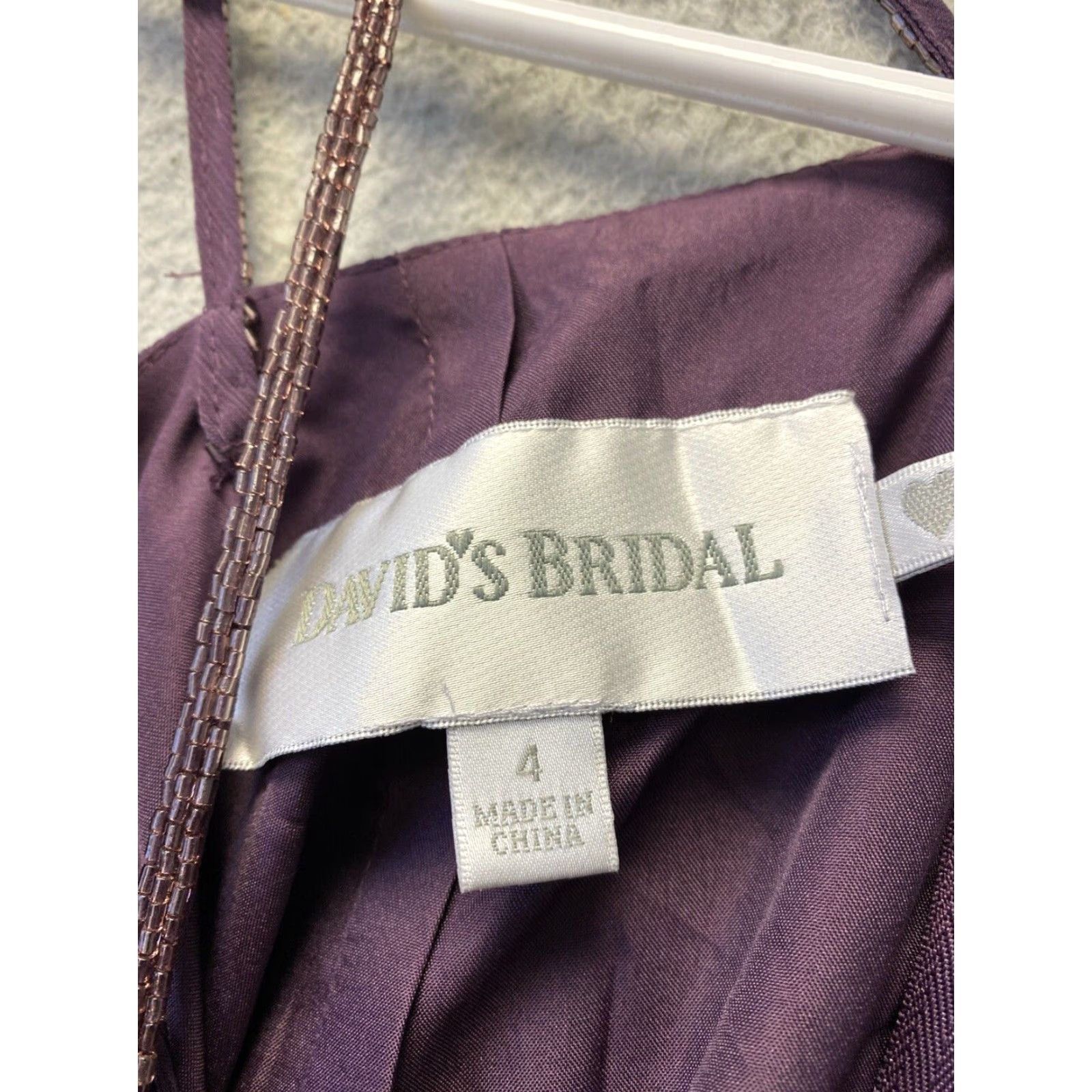 Vintage VINTAGE David's Bridal Bridesmaid Dress Sleeveless Size 4 Floral Plum Formal Wedding Size ONE SIZE - 3 Thumbnail