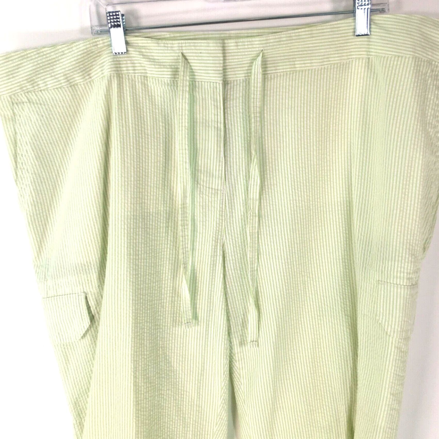 Izod IZOD Women's High Rise Drawstring Light Green Capri Pants Size 20W - Casual, Striped, Regular Fit Size 42" / US 20 - 3 Thumbnail