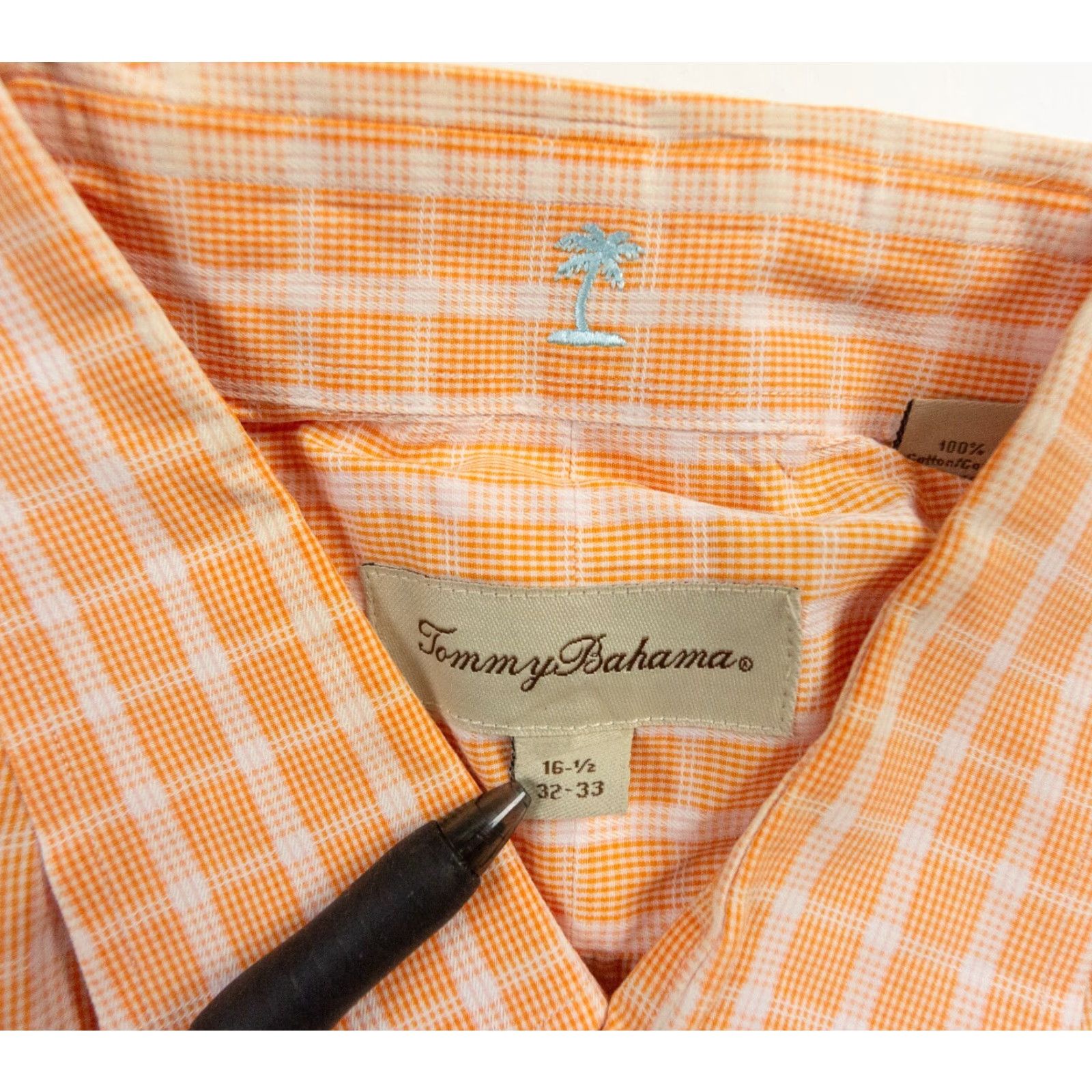 Tommy Bahama Tommy Bahama Button-Up Shirt Mens 16.5 Orange Check Long Sleeve Collared Casual Size US L / EU 52-54 / 3 - 6 Thumbnail