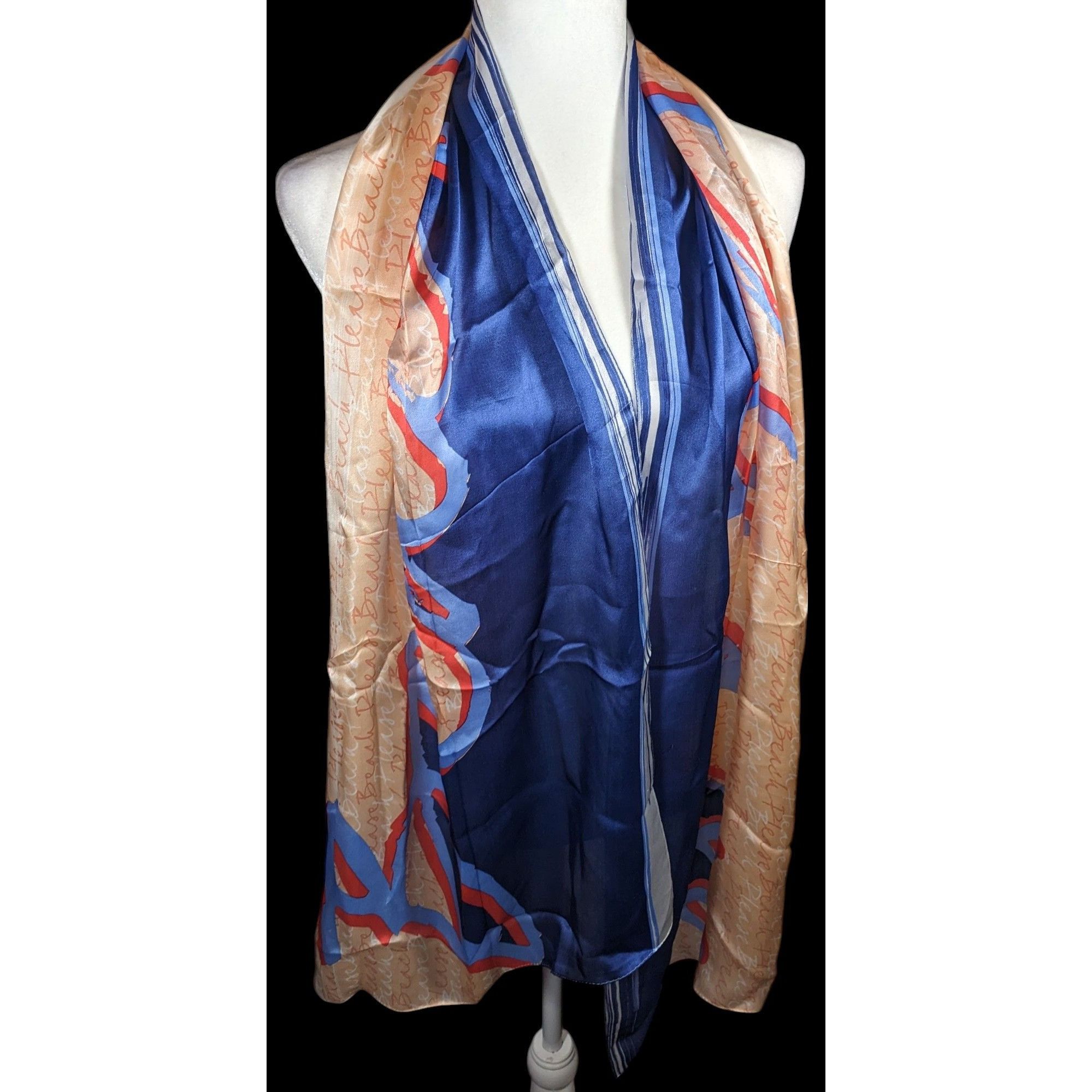 Other Vintage 90s Beach Please Max Studios Silk Scarf Size ONE SIZE - 4 Thumbnail