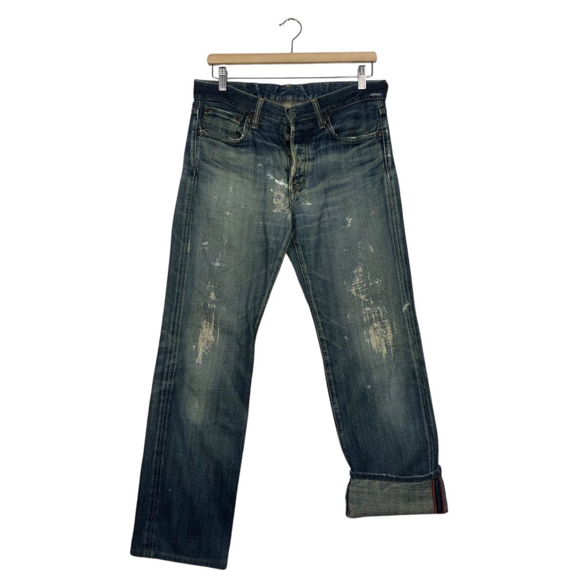 OMNIGOD Omnigod Japanese Selvedge Distressed Faded Indigo Denim Rare Size US 32 / EU 48 - 16 Thumbnail