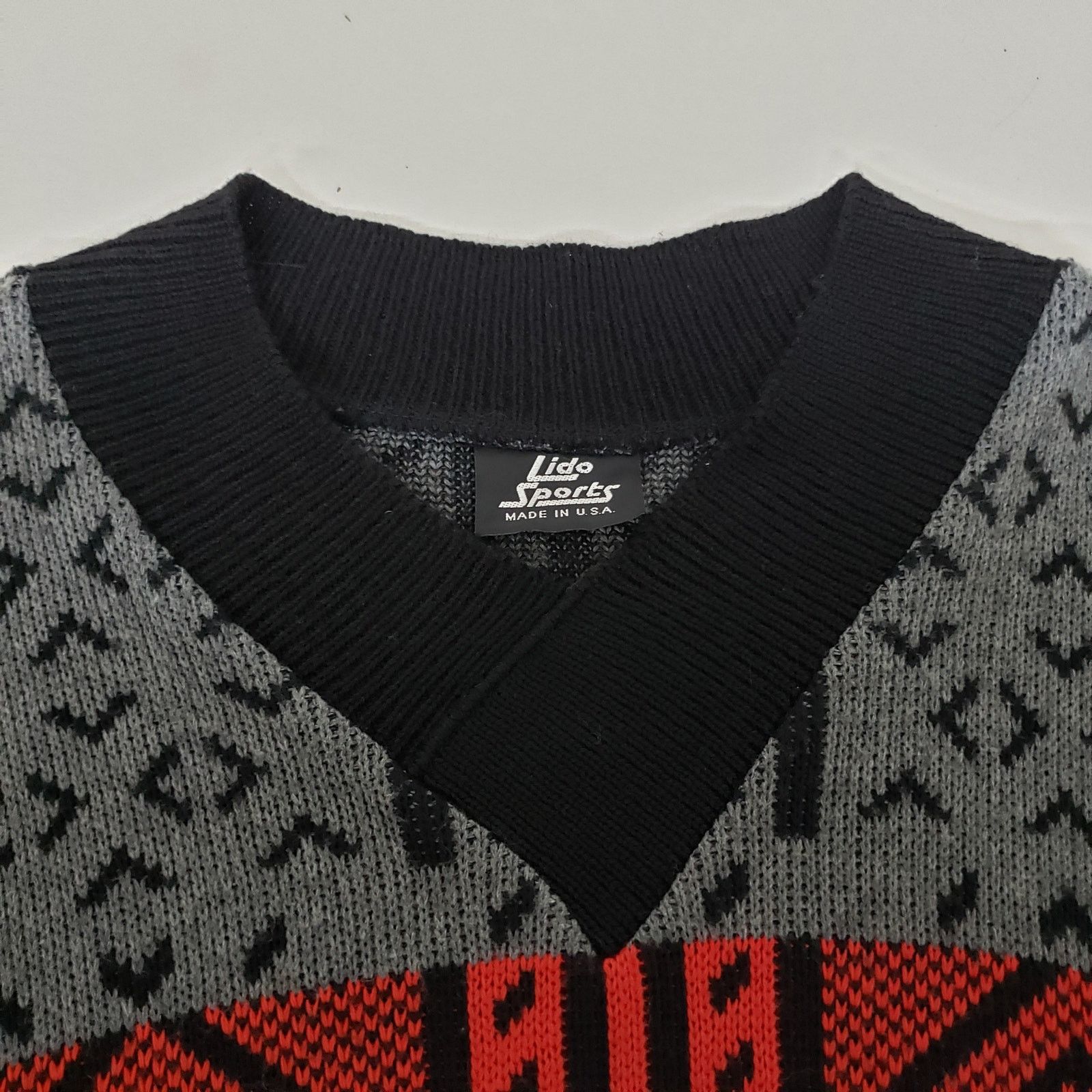 Vintage Made in USA 80s Sweater Lido Sports Wool Blend V-Neck XL Size US XL / EU 56 / 4 - 10 Thumbnail