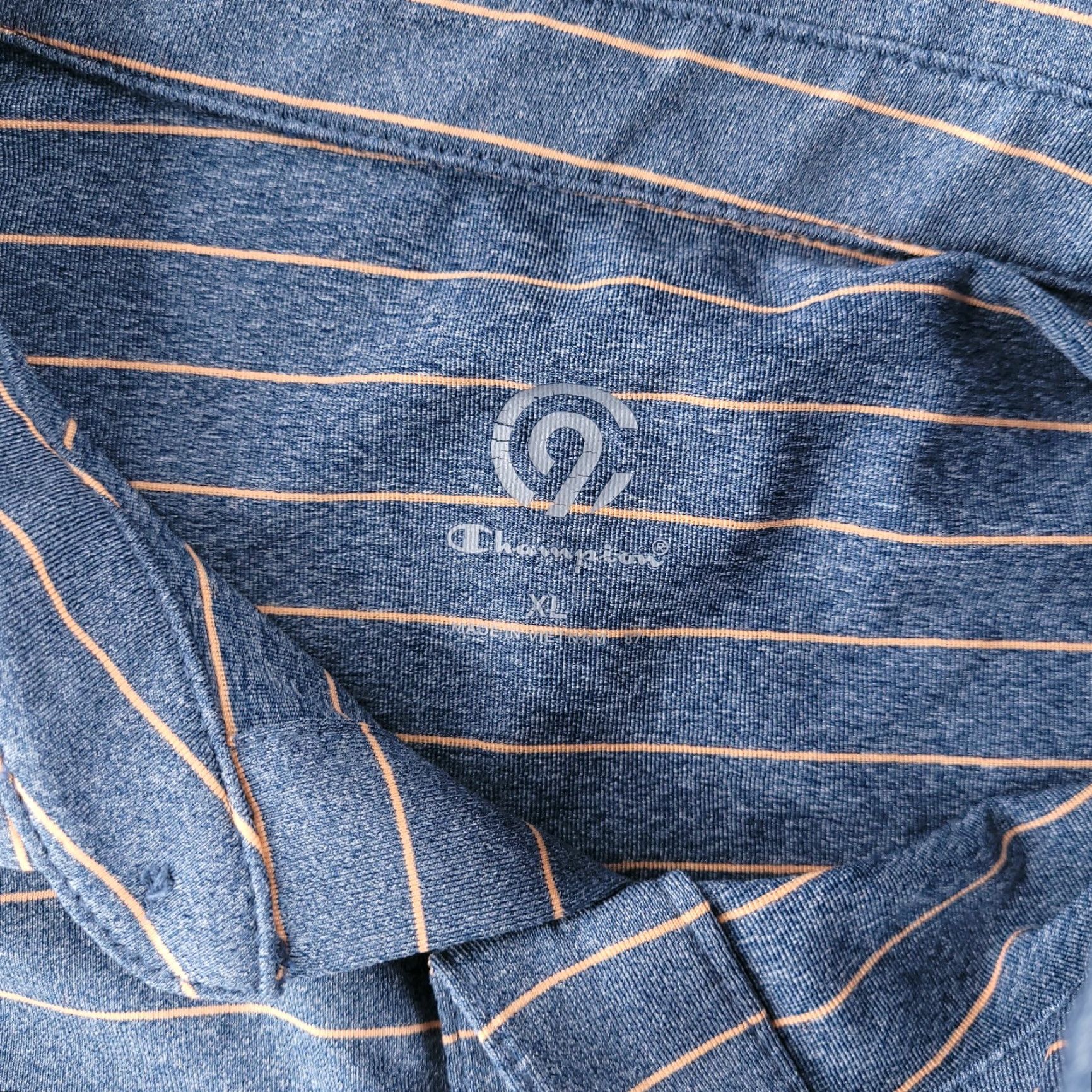Champion Champion Shirt Polo Men XL Striped Blue Orange Collar Golf Breathable Convienient Performance Size US XL / EU 56 / 4 - 5 Thumbnail