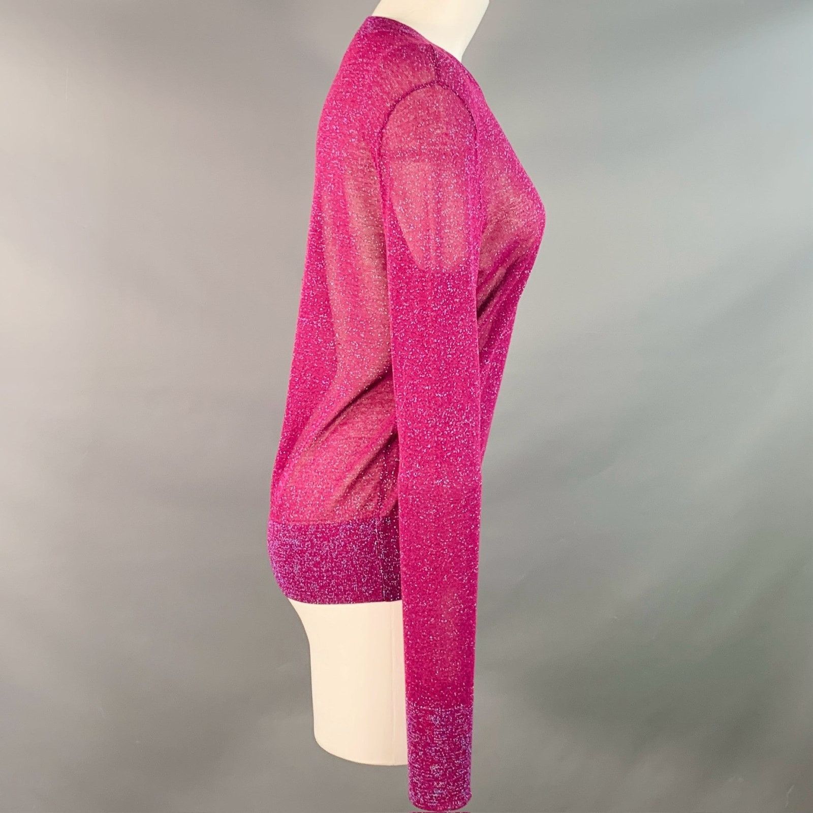 Sies Marjan SIES MARJAN Magenta Viscose Metallic Crew Neck Pullover Size S / US 4 / IT 40 - 3 Thumbnail