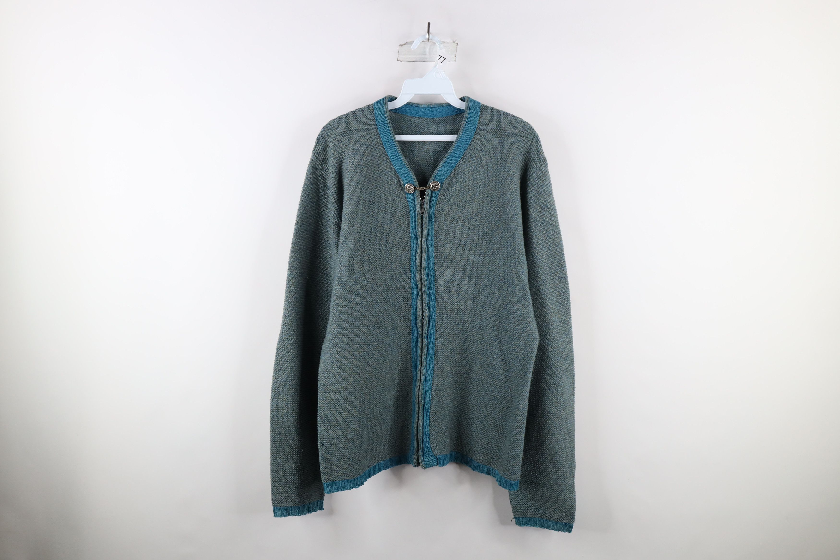 Vintage 50s Streetwear Wool Knit Full Zip Cardigan Sweater