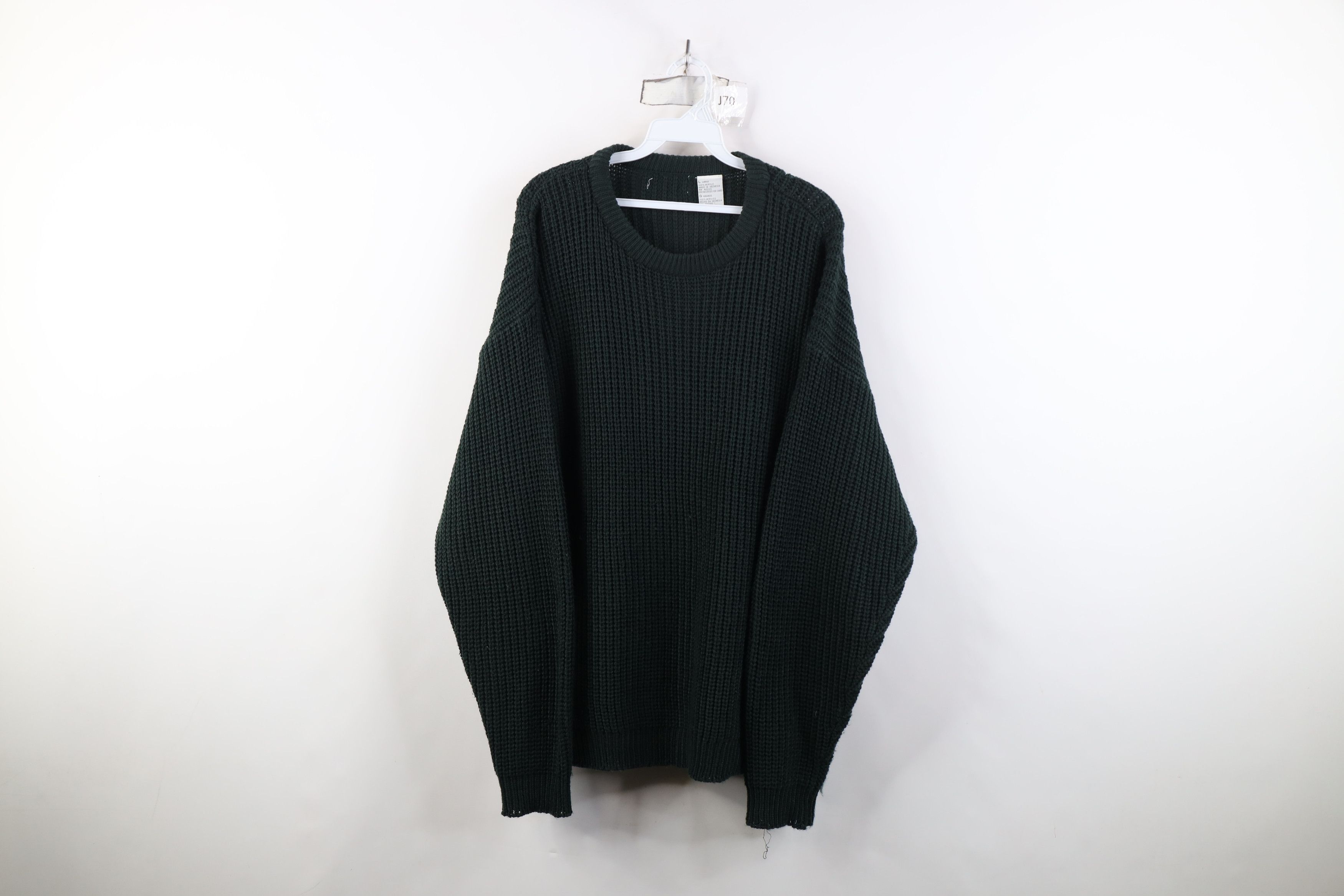 Vintage Vintage 90s Streetwear Ribbed Knit Sweater Dark Green Size US L / EU 52-54 / 3 - 1 Thumbnail