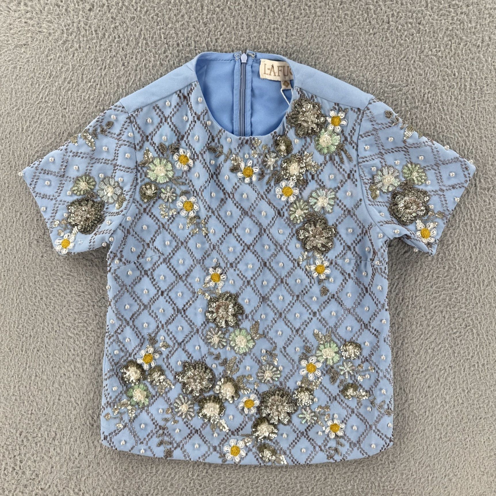 Vintage VINTAGE La Fuori Silk Blouse Women’s S Blue Embroidered NWT Sustainable Shirt Mens Women? Size S / US 4 / IT 40 - 2 Thumbnail