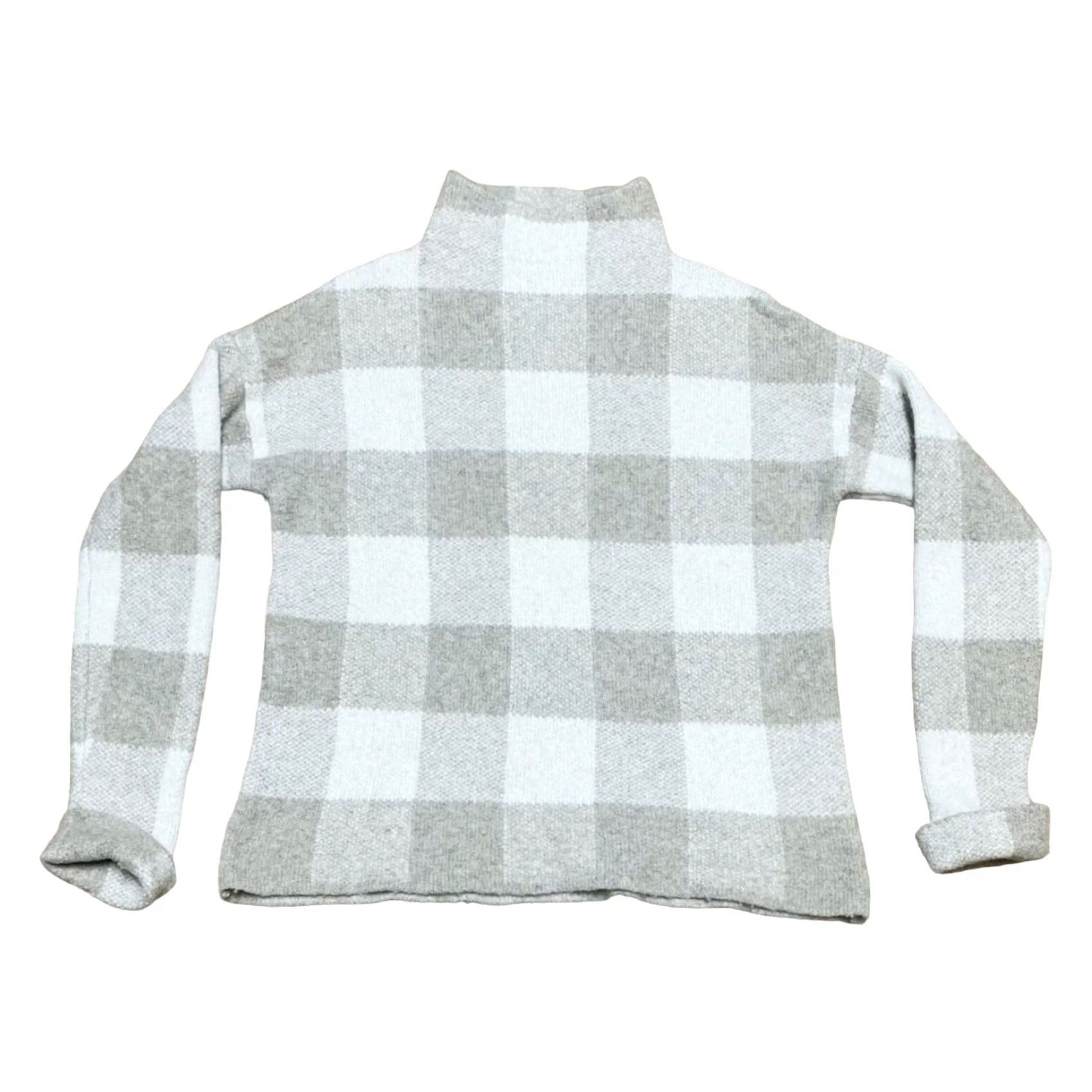 Vintage Tahari Women’s Pull Over Knitted Sweater Brown & Cream Checkered Size M Size M / US 6-8 / IT 42-44 - 2 Thumbnail