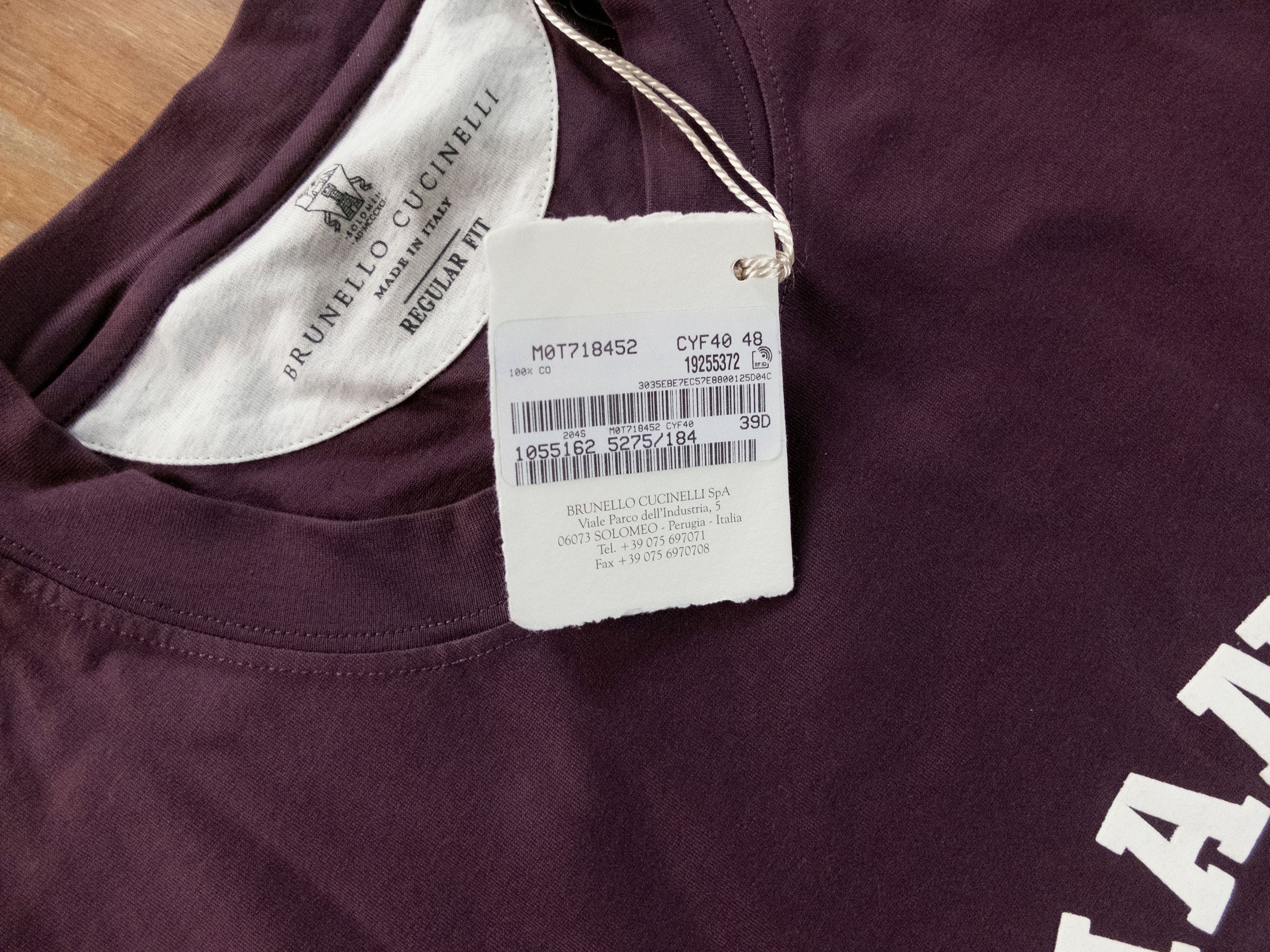 Brunello Cucinelli BRUNELLO CUCINELLI purple Humanitas logo t-shirt Small Size US S / EU 44-46 / 1 - 6 Thumbnail