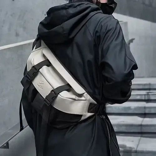 Men's Crossbody Fashion Multilayer Chest Bag in Black