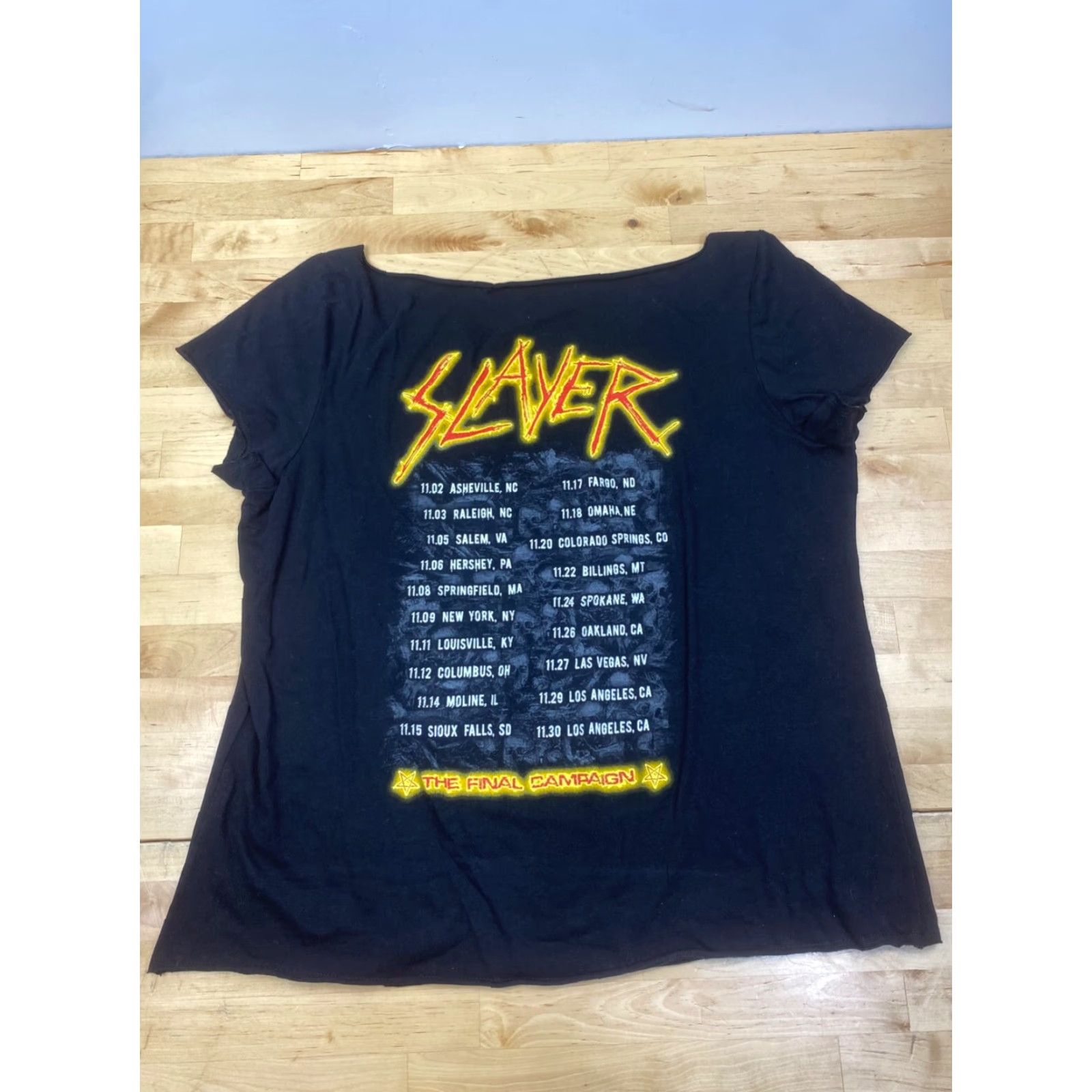 Layer 8 Slayer The Final Campaign T Shirt Womens XL Black Concert Rock Metal Band #8077 Size XL / US 12-14 / IT 48-50 - 7 Thumbnail