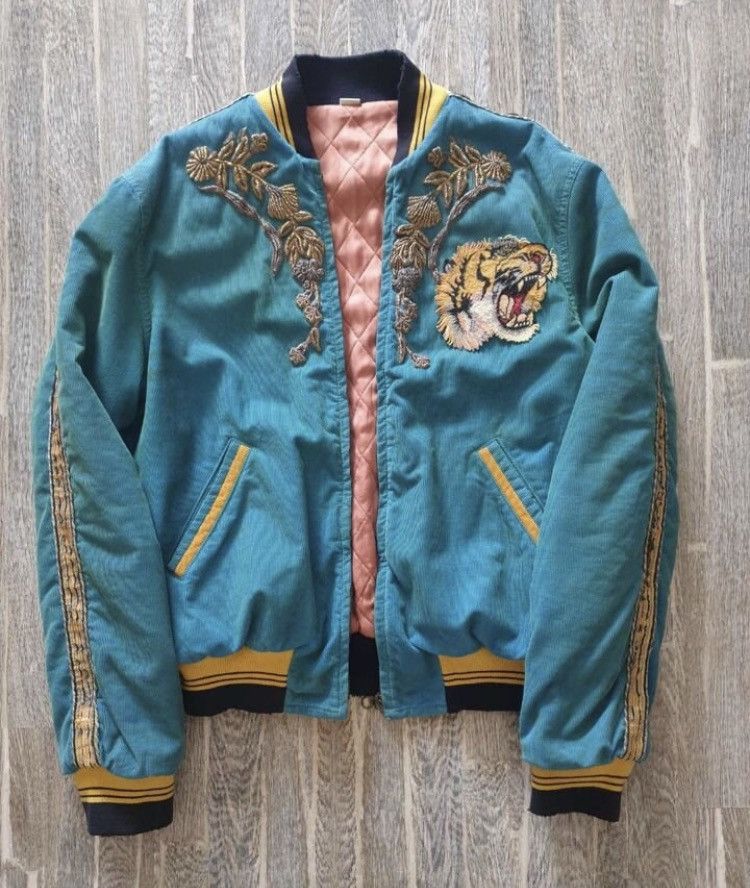 Gucci Gucci Velour Tiger Loved Dragon Application Bomber Jacket Grailed