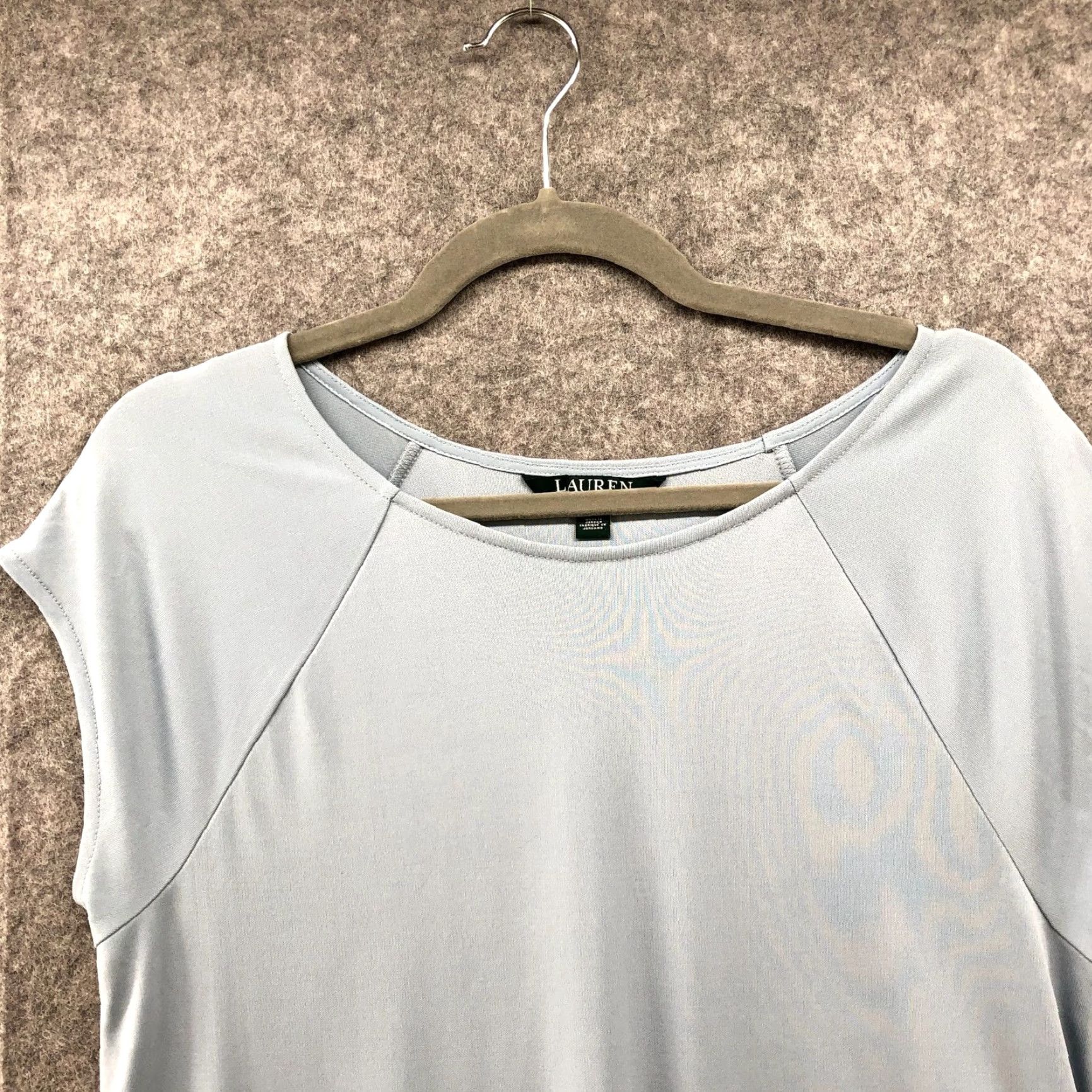Ralph Lauren Lauren Ralph Lauren Blouse Short Sleeve T Shirt Womens L Light Blue Boat Neck Dress Shirt Formal Workwear Shirt Blouse Size L / US 10 / IT 46 - 3 Thumbnail