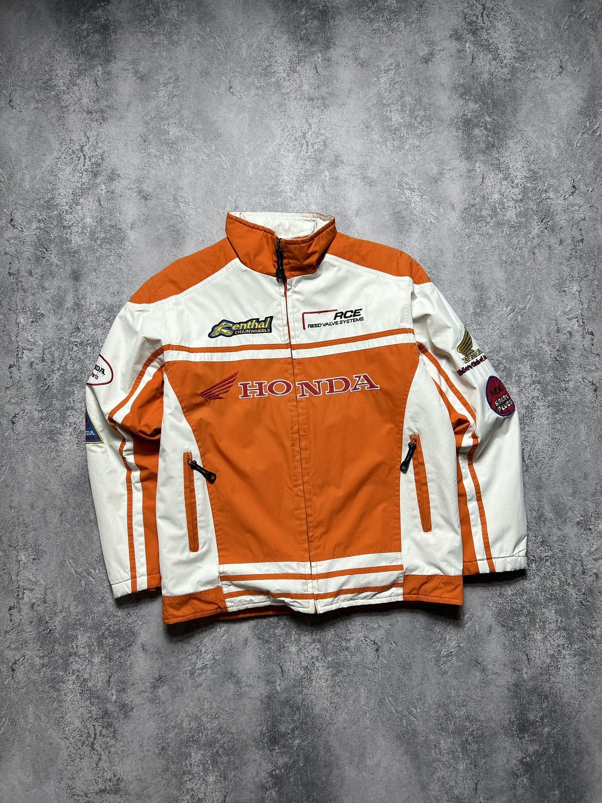 image of Vintage Honda Racing Jacket Orange Big Logo, Men's (Size Medium)