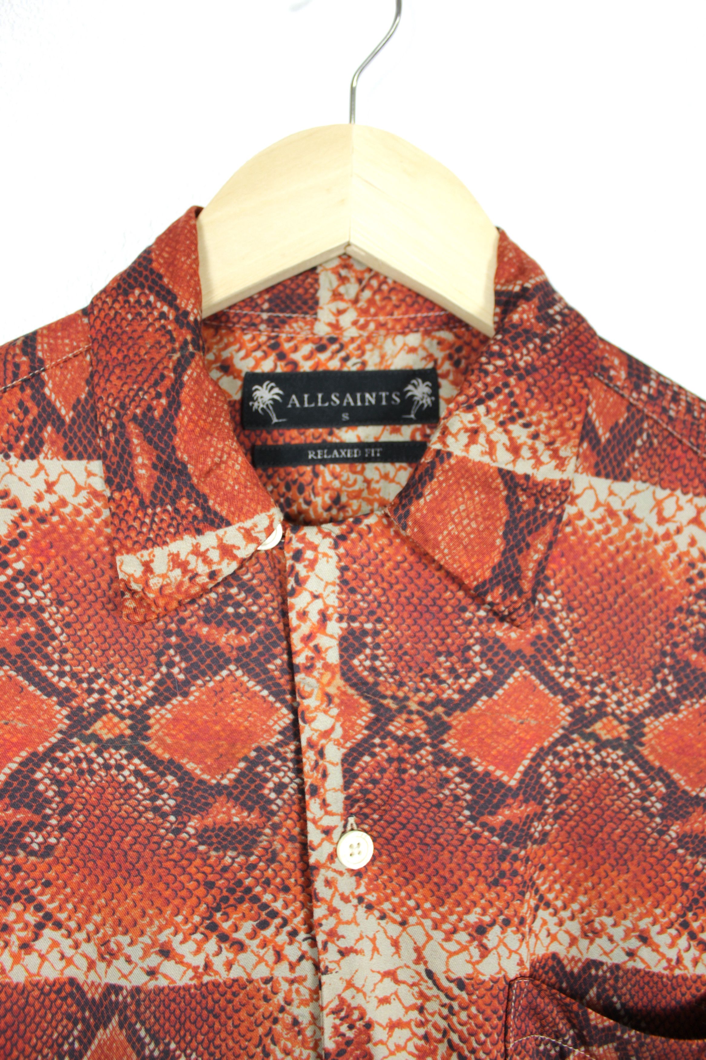 Allsaints Allsaints EXO Snakeskin Printed Open Collar Viscose Shirt Size US S / EU 44-46 / 1 - 4 Thumbnail