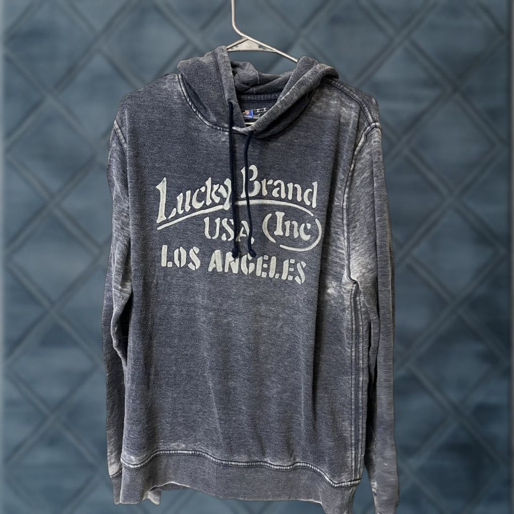 Lucky Brand Lucky Brand USA Los Angeles Mens Hooded Hoodie Pullover Size L Blue Cotton Hoodie Mens Size US L / EU 52-54 / 3 - 1 Thumbnail