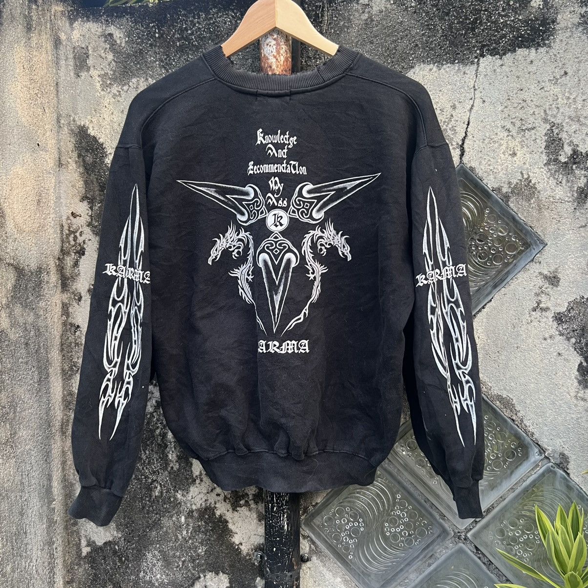 Japanese Brand “y2k style” KARMA TRIBAL TATTOO DISTRESS CREWNECK Size US L / EU 52-54 / 3 - 2 Thumbnail