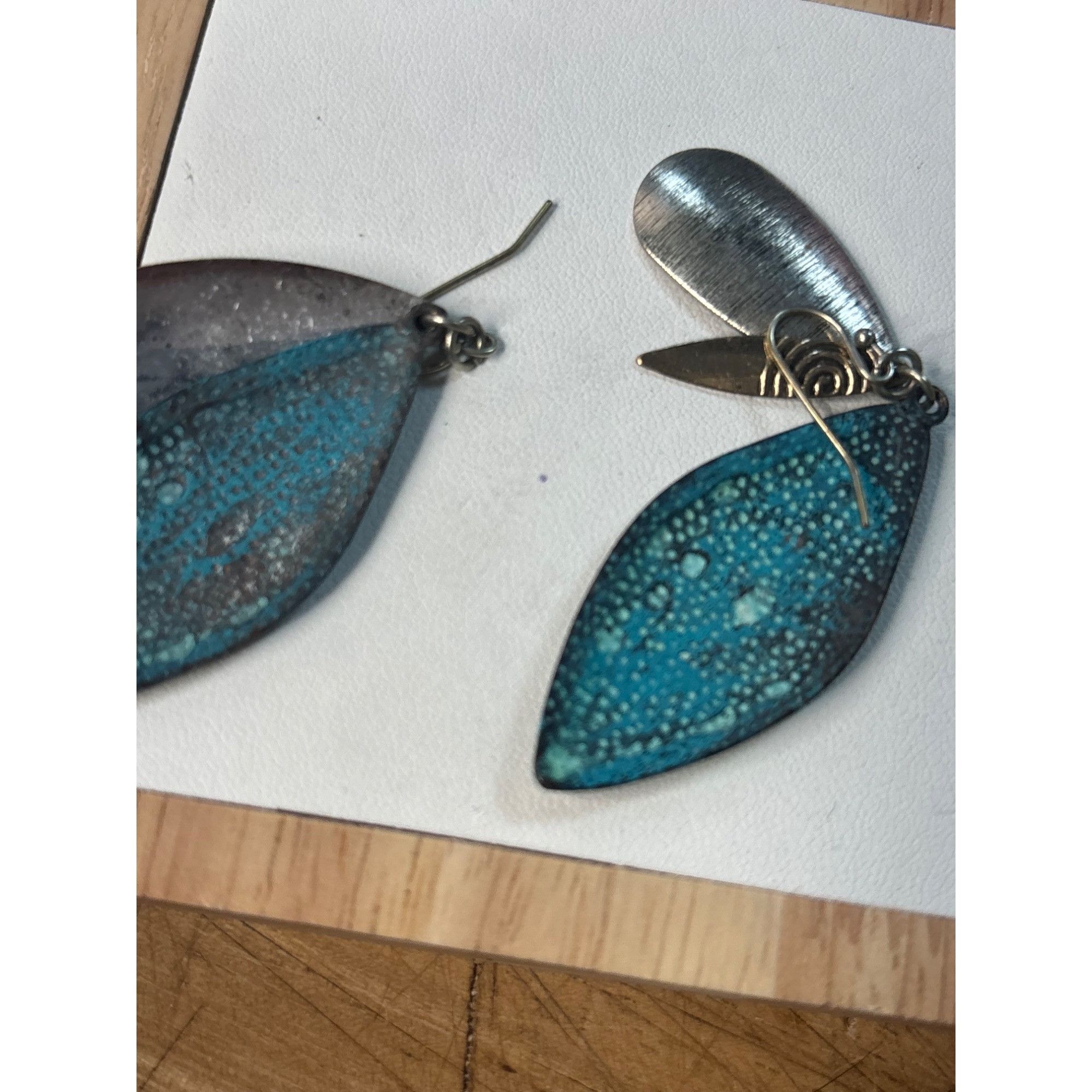 Other Turquoise & Silver-Tone Dangle Earrings With Abstract Leaf D Size ONE SIZE - 4 Thumbnail