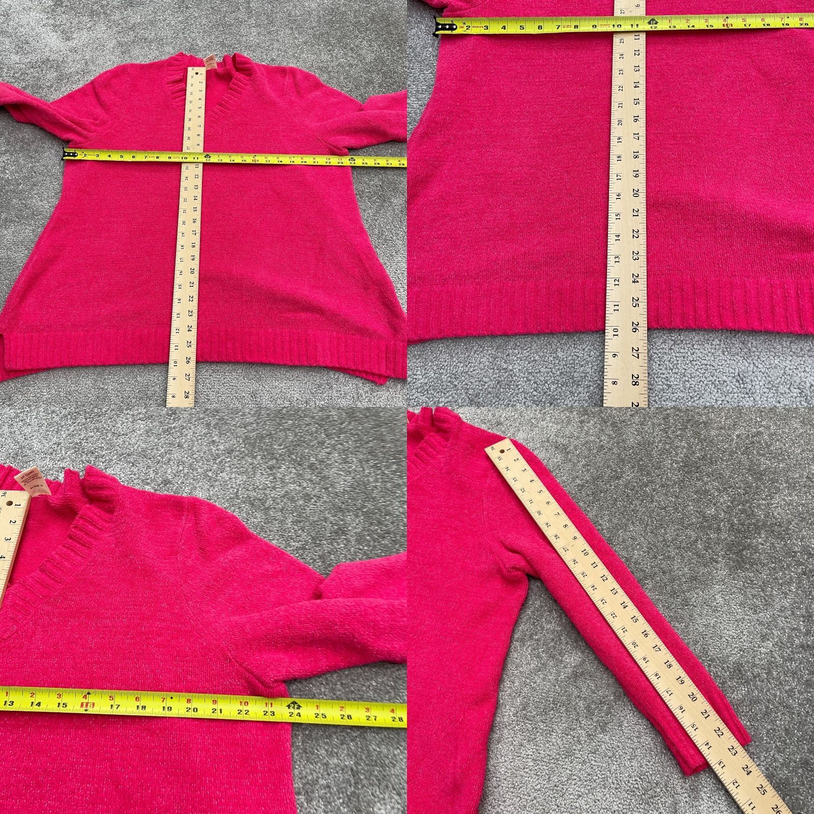Faded Glory Faded Glory Sweater Womens XL Pink V-Neck Pullover Knit Solid Breathable Stretch Casual Workwear Travel Fall Spring Summer Size XL / US 12-14 / IT 48-50 - 8 Thumbnail