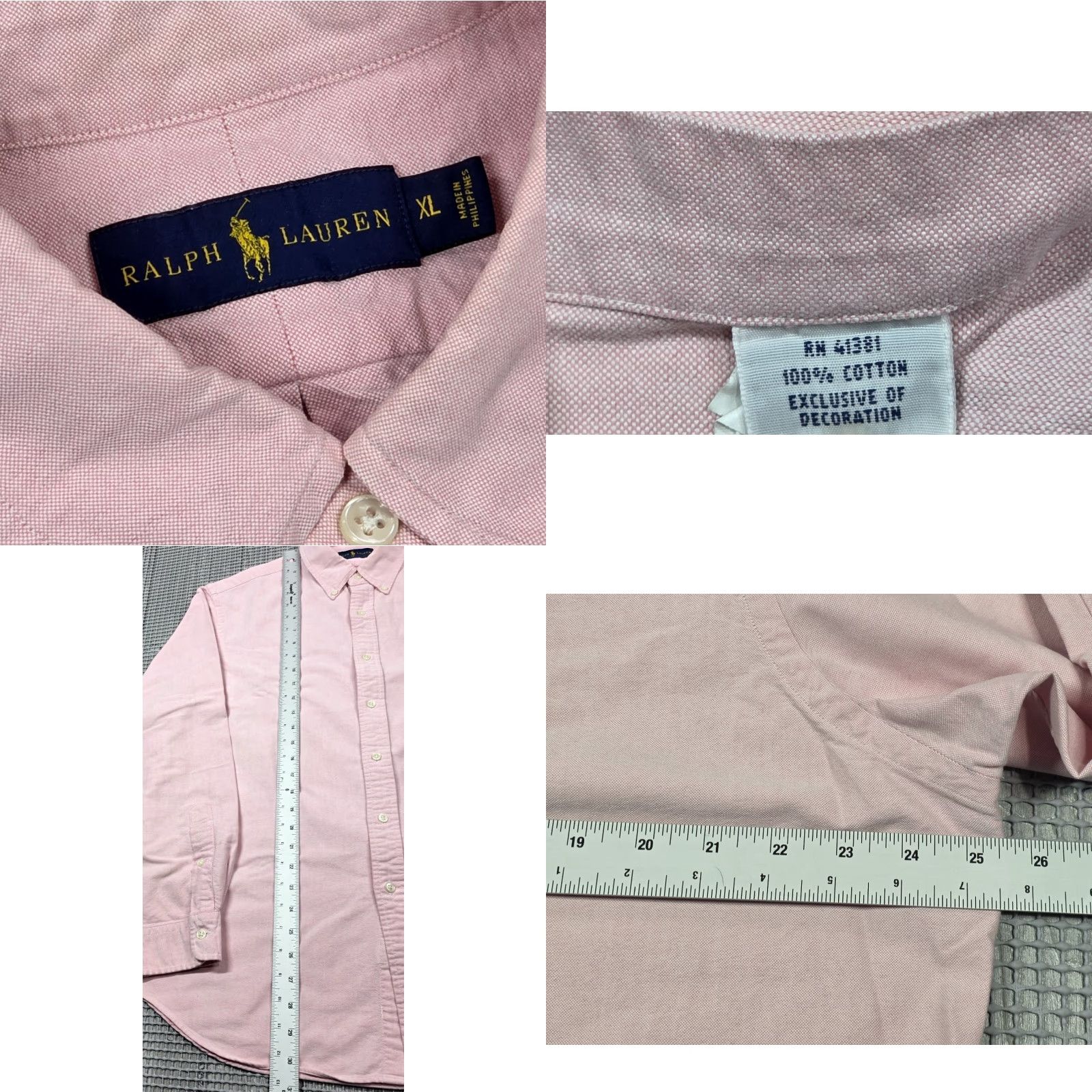 Polo Ralph Lauren Polo Ralph Lauren Shirt XL Pink Button Up Oxford Long Sleeve Iconic Mens Size US XL / EU 56 / 4 - 8 Thumbnail