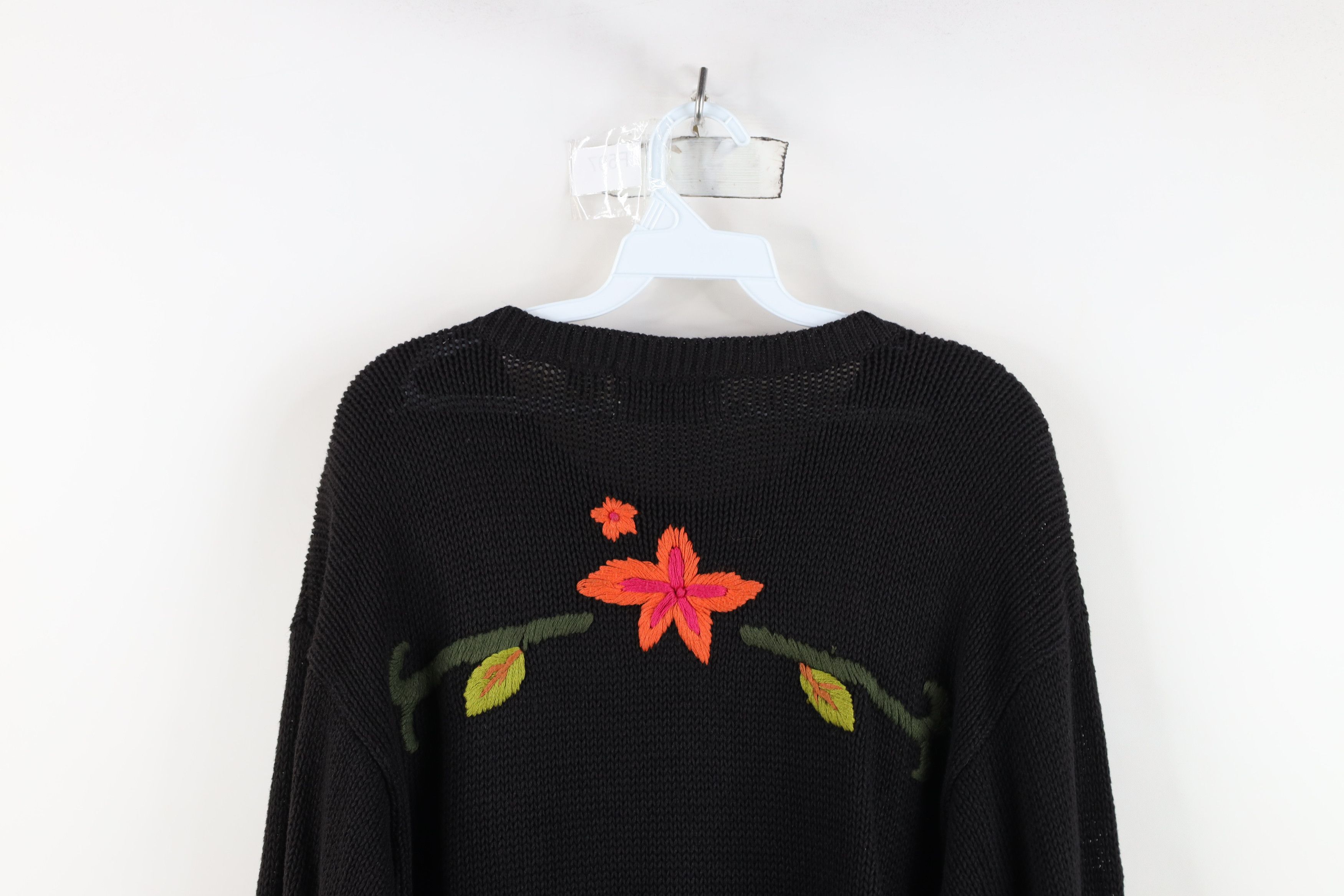 Vintage Vintage 90s Streetwear Flower Knit Sweater Oversized Size M / US 6-8 / IT 42-44 - 11 Thumbnail
