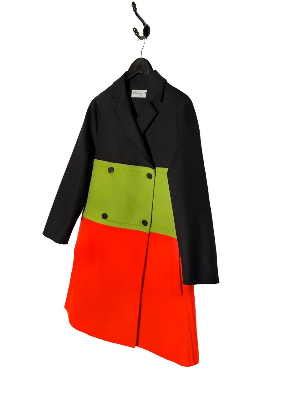 Dior Christian Dior SS22 Runway Blk Orange Green Colourblock Coat Size M / US 6-8 / IT 42-44 - 2 Thumbnail