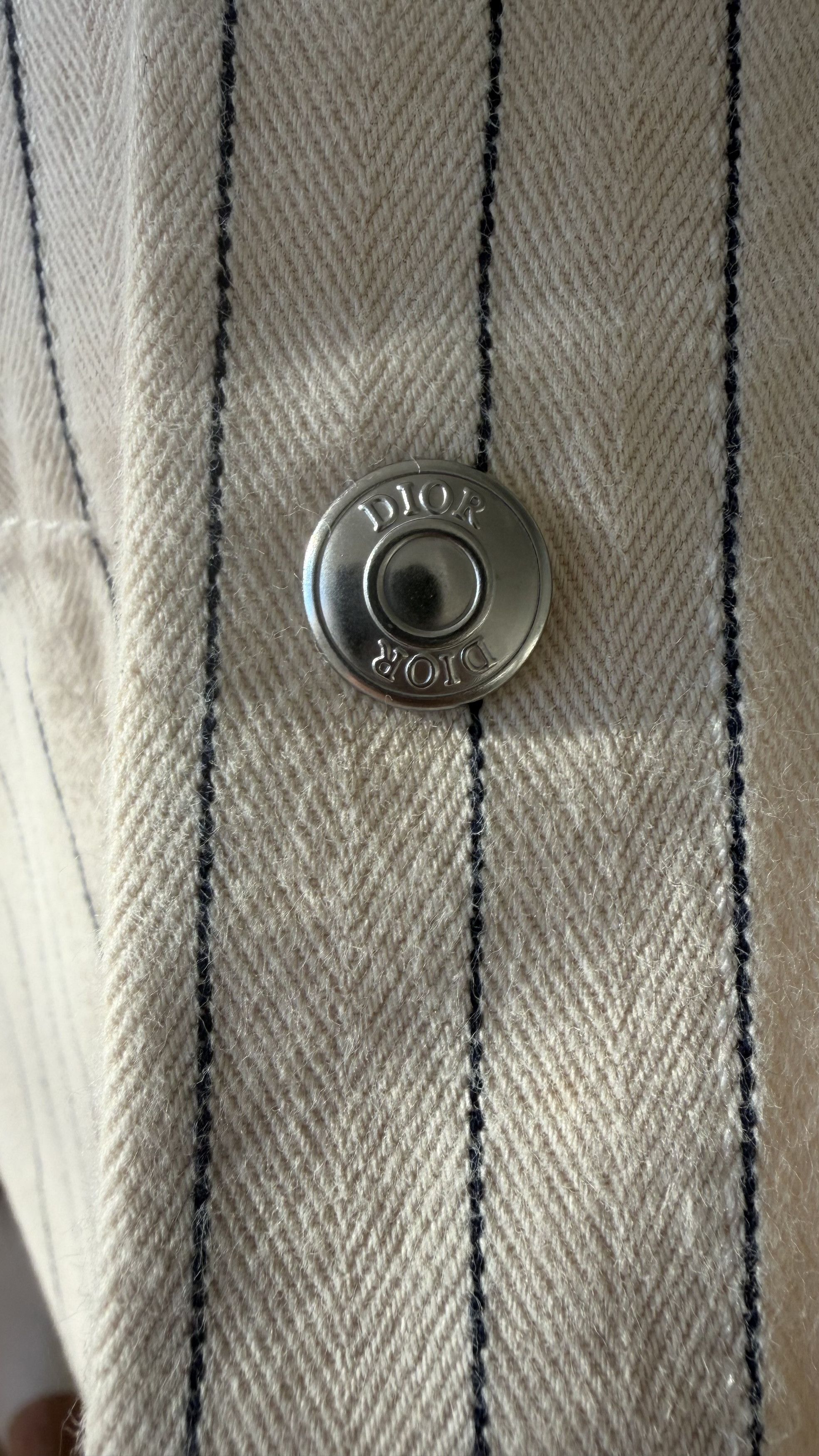 Dior Dior Homme Cream Striped Cotton Button Front Jacket Size US S / EU 44-46 / 1 - 4 Thumbnail