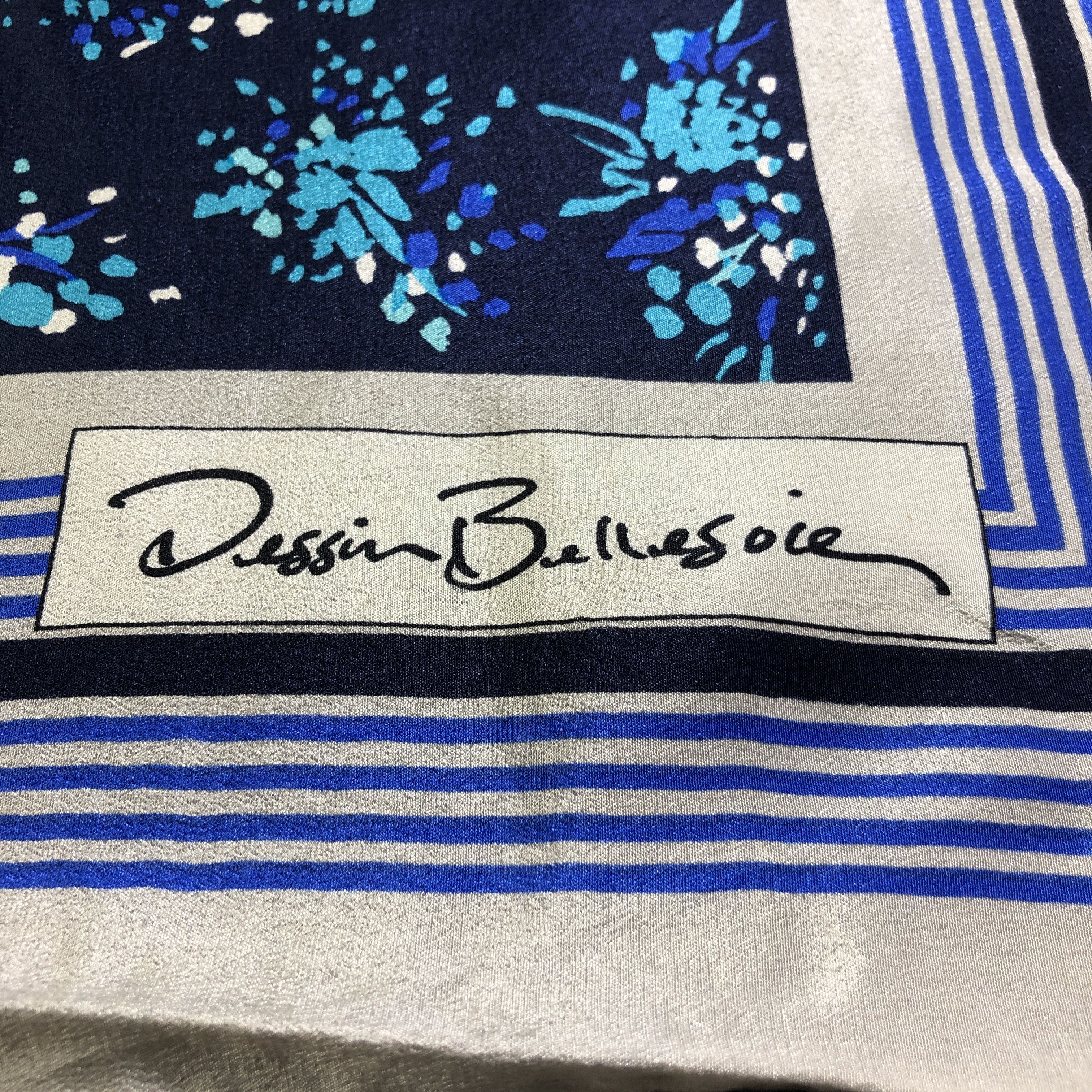 Vintage Dessin Bellesoie Floral Hand Rolled Silk Scarf M1040 Size ONE SIZE - 5 Thumbnail