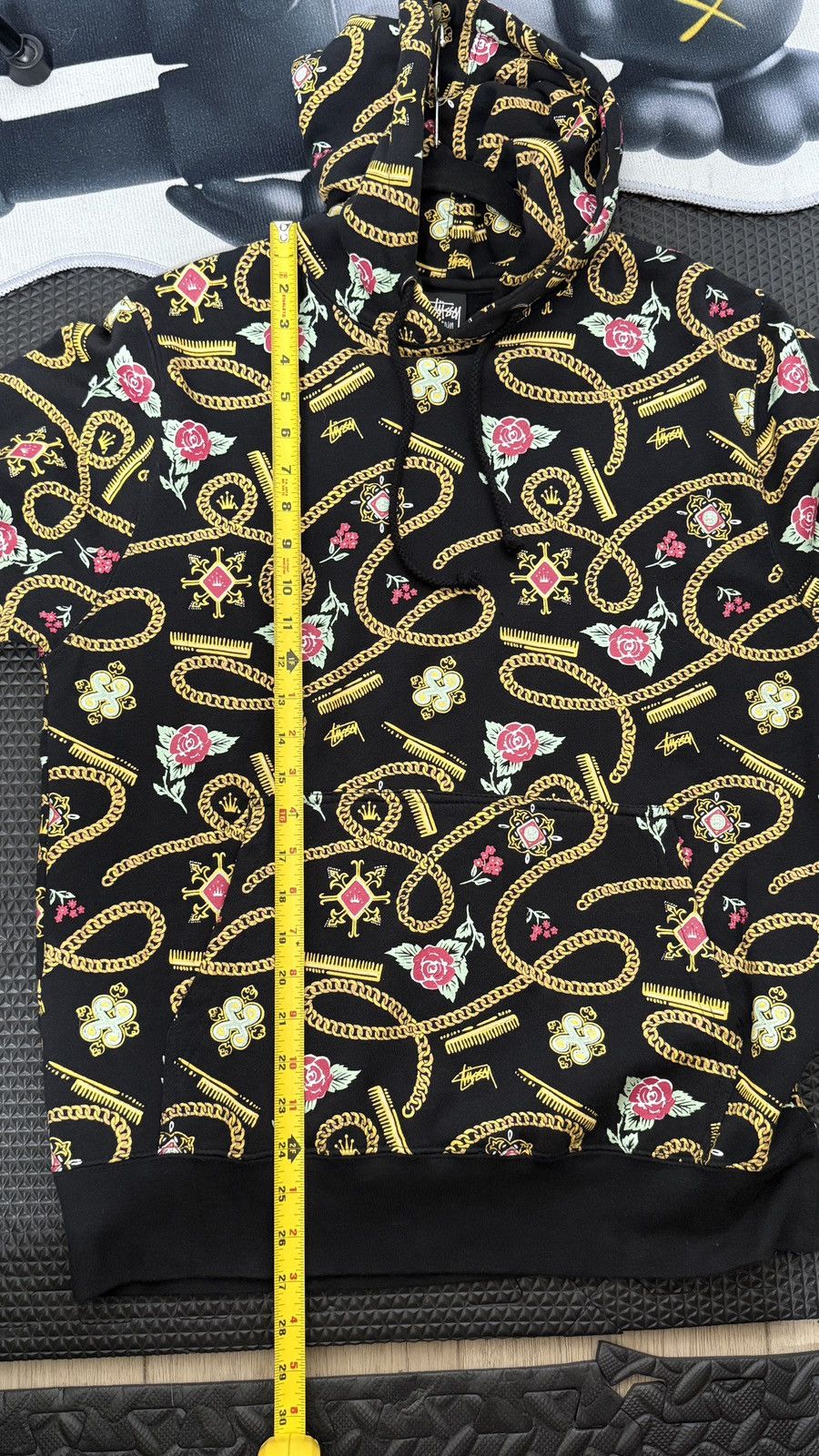 Stussy Stüssy Gold Chain Rose Hoodie – Black – Size M Size US M / EU 48-50 / 2 - 6 Thumbnail