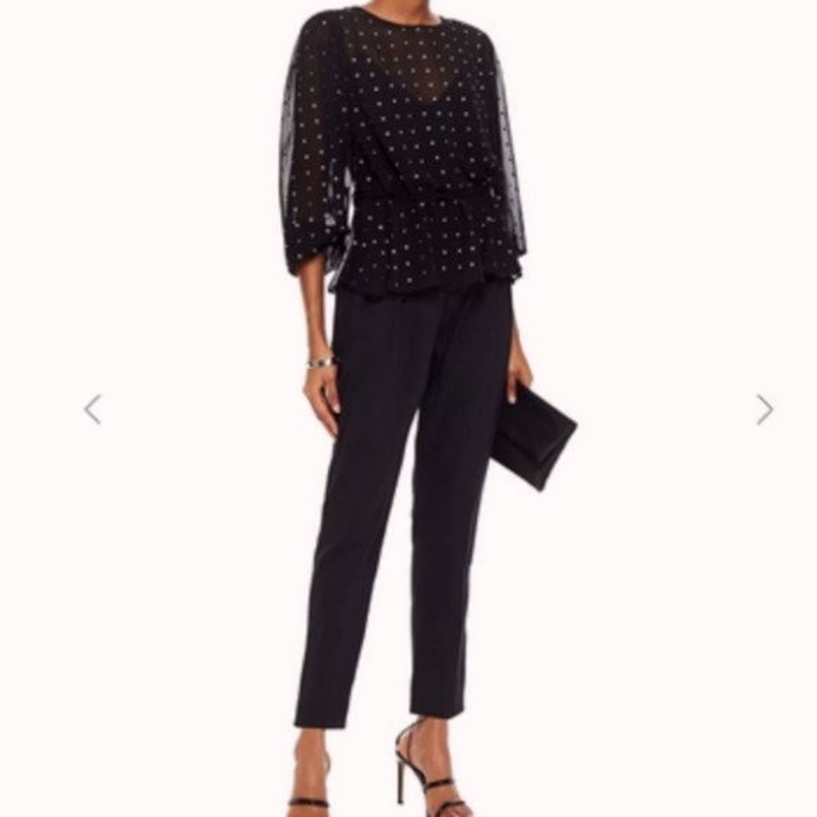 Iro IRO Gathered studded georgette blouse black and silver Size XS / US 0-2 / IT 36-38 - 6 Thumbnail