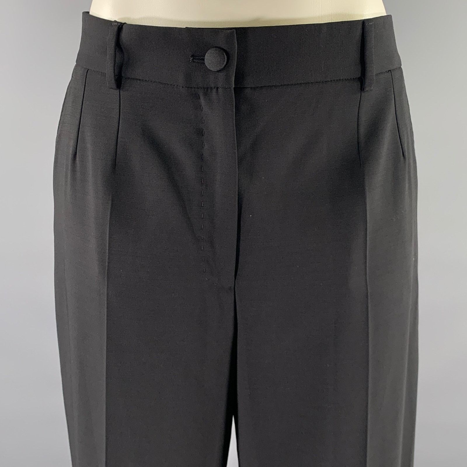 Dolce & Gabbana DOLCE & GABBANA Size 10 Black Wool Trouser Cut Pants Size US 44 / EU 60 - 2 Thumbnail