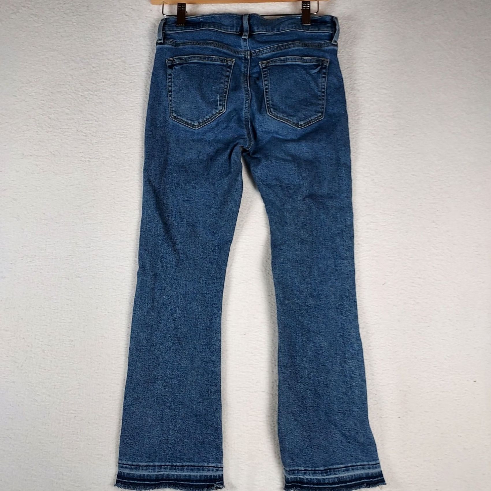 Loft LOFT Jeans Cropped 0 Flare Regular Size 0 Medium Wash Blue Denim Cotton Blend 5-Pocket Zip Low Rise Womens Size 25" / US 0 / IT 36 - 2 Thumbnail