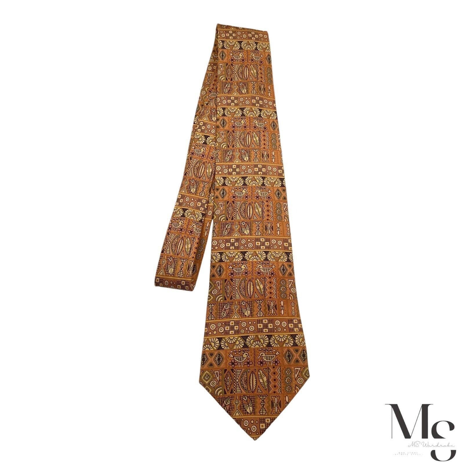 Hermes HERMES PARIS 7641 TA Orange Heiroglyphics Pattern Silk Tie F Size ONE SIZE - 7 Thumbnail