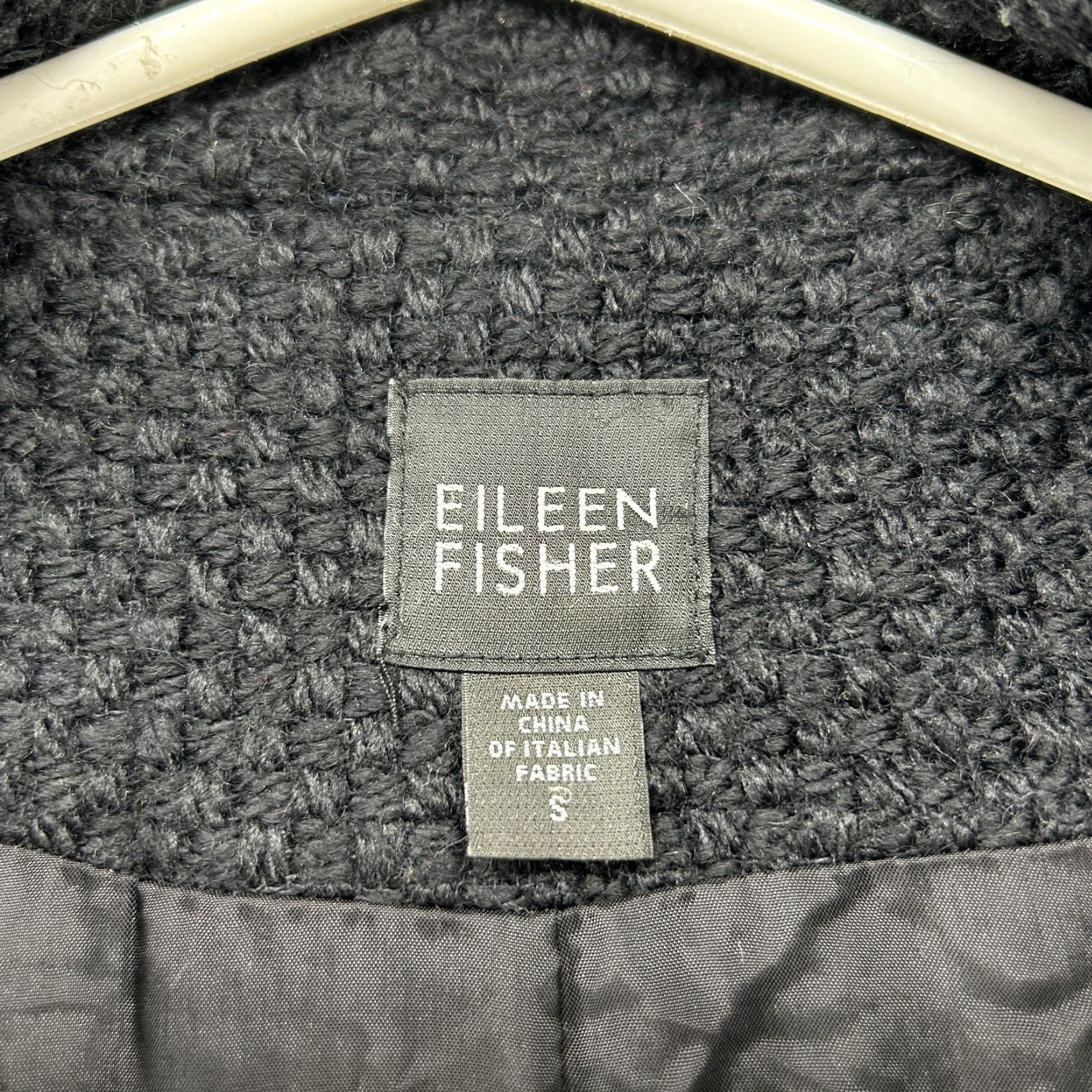 Eileen Fisher Eileen Fisher Coat Womens Small Black Long Textured Cotton Wool Blend Overcoat Size S / US 4 / IT 40 - 6 Thumbnail