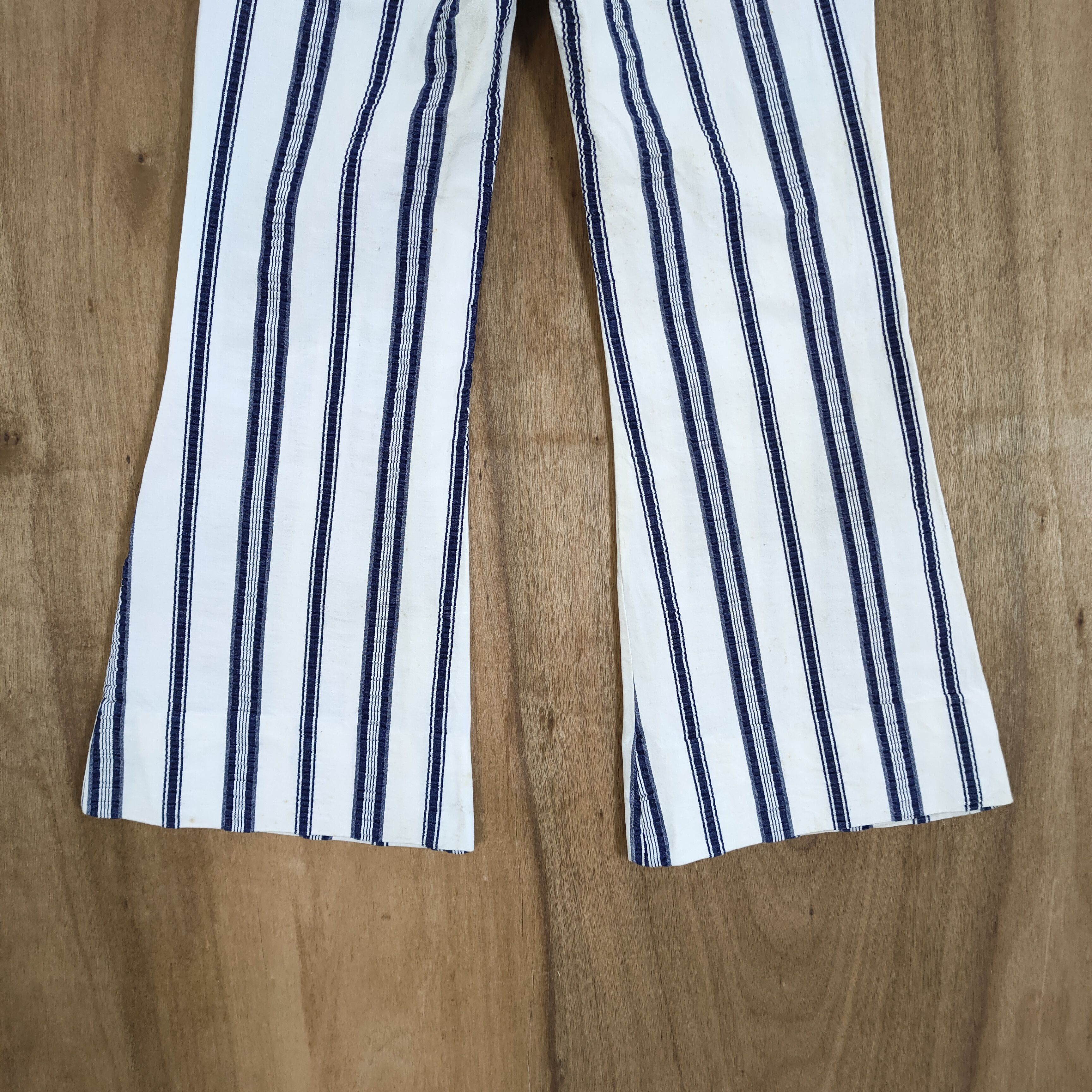 Japan Blue × Solid and Striped × Vintage VINTAGE BLUE WAY TALON STRIPE FLARED PANTS Size US 28 / EU 44 - 12 Thumbnail
