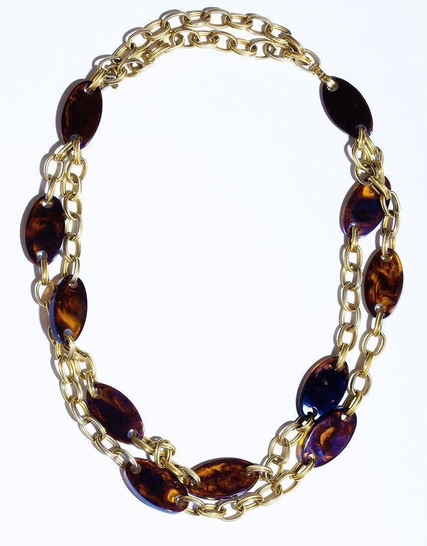 Yves Saint Laurent YSL Faux Tortoise Shell Lucite Necklace Size ONE SIZE - 1 Thumbnail