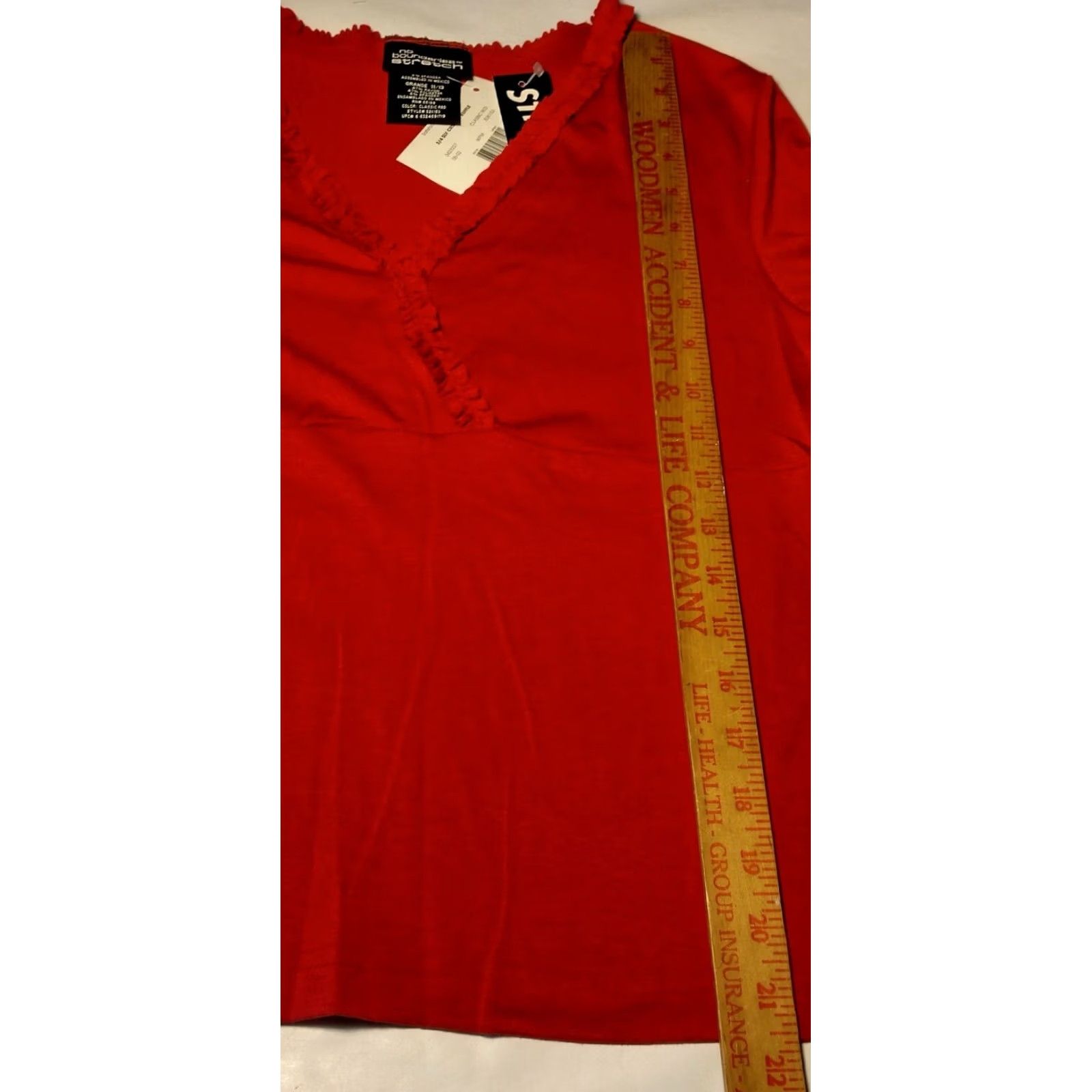 Vintage VINTAGE No Boundaries Long Sleeve Knit Top Shirt Red L Ruffle V-Neck NOS Y2K Woman Women Size L / US 10 / IT 46 - 4 Thumbnail