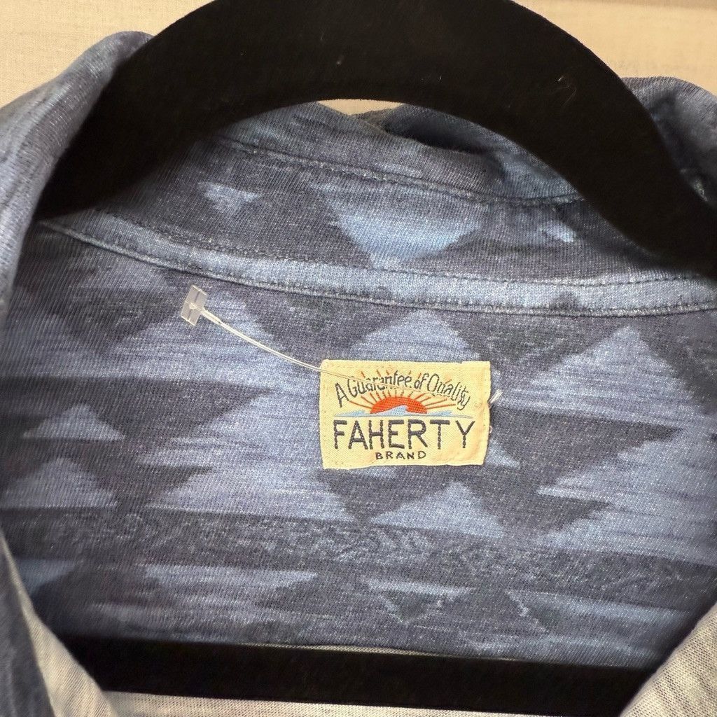 Faherty Men's Faherty Short Sleeve Shirt Blue Patterned Size m/l Size US M / EU 48-50 / 2 - 3 Thumbnail