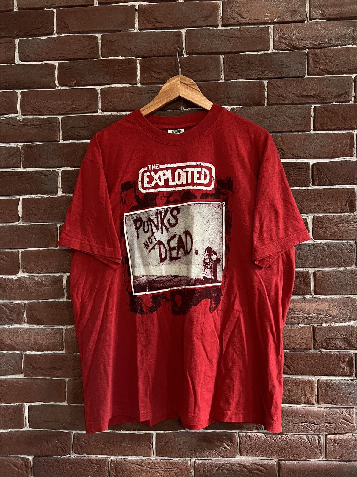 image of Rare Vintage 90's The Exploited Punks Not Dead Punk Band Tee in Red, Men's (Size XL)