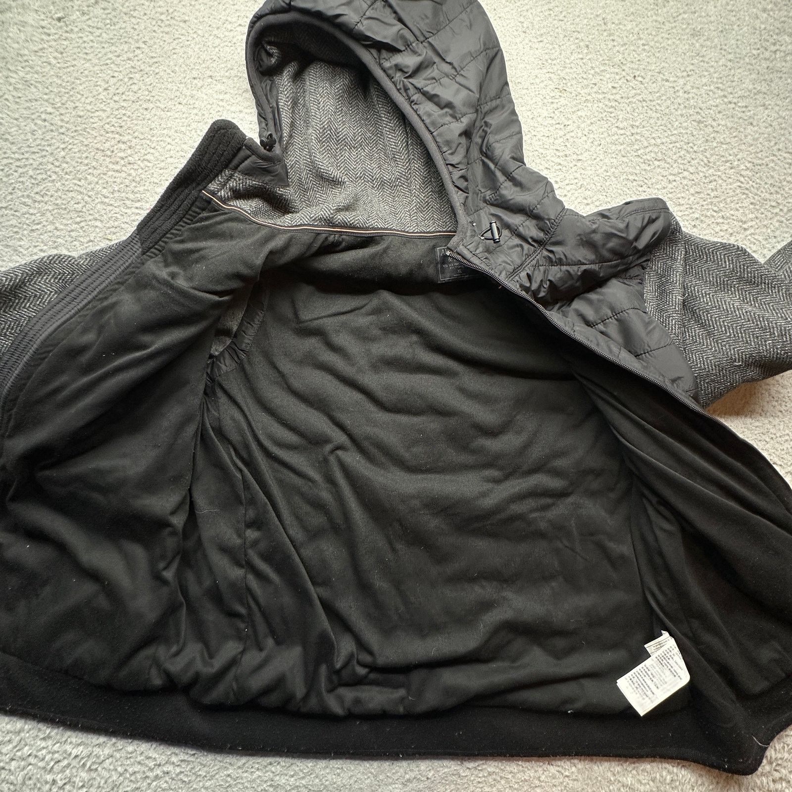 Abercrombie & Fitch Abercrombie & Fitch Charcoal Hooded Quilted Hybrid Jacket XL Size US XL / EU 56 / 4 - 9 Thumbnail