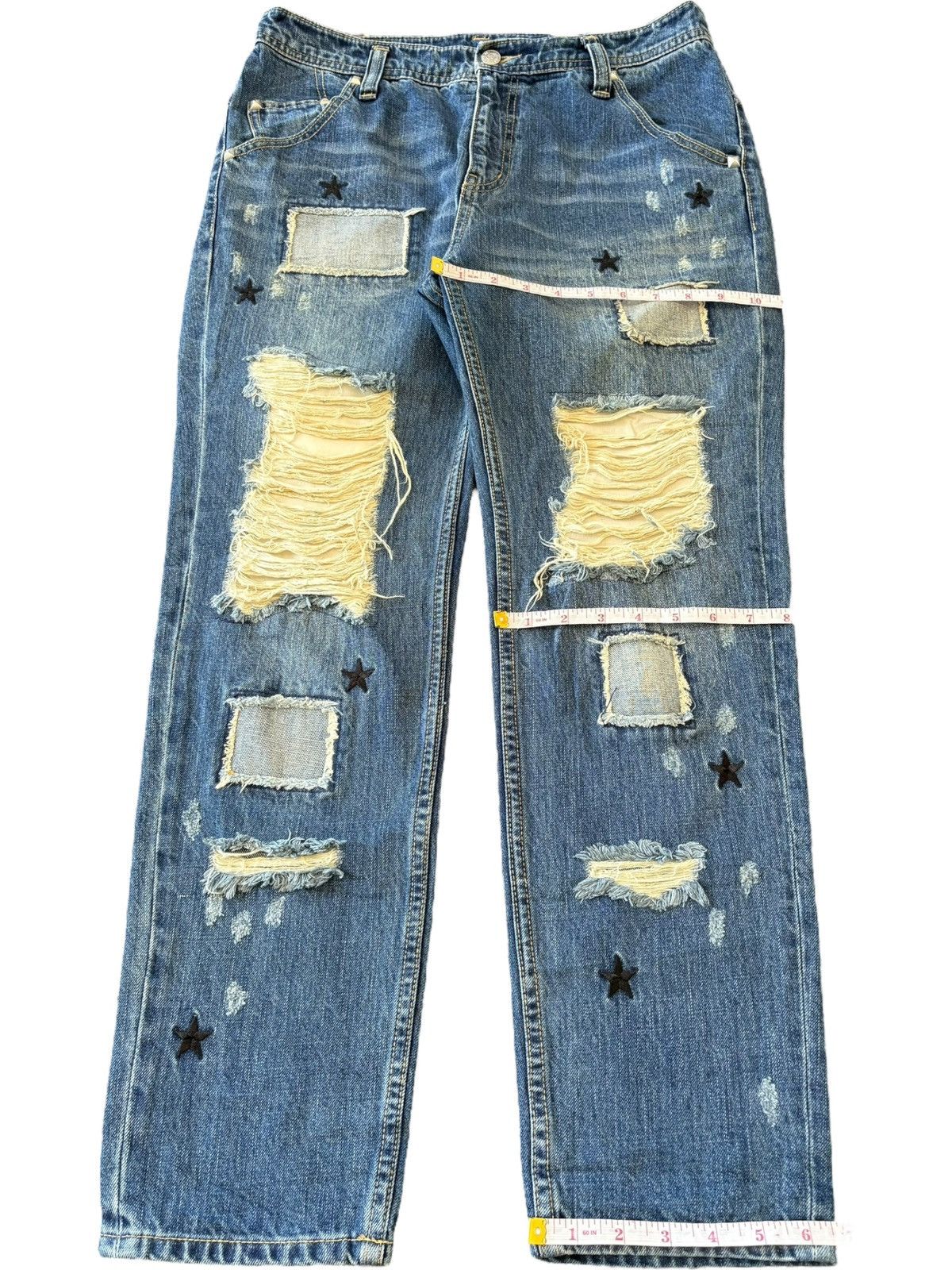 Dsquared2 Vintage Japanese Brand Patchwork Distressed Jeans Size 31" - 8 Thumbnail