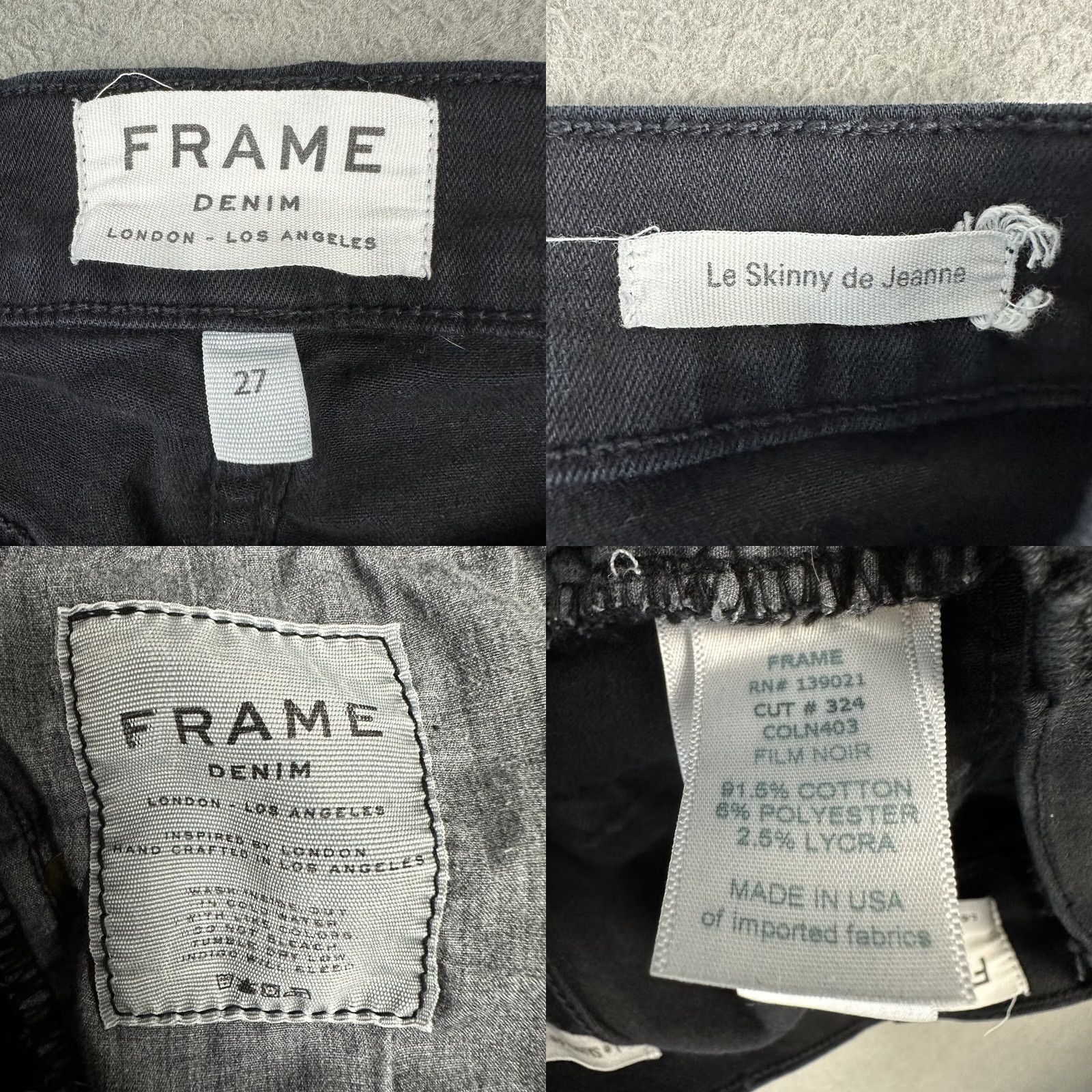 Frame FRAME Le Skinny de Jeanne Jeans Womens 27 Black Denim Distressed EUC Size 27" / US 4 / IT 40 - 8 Thumbnail