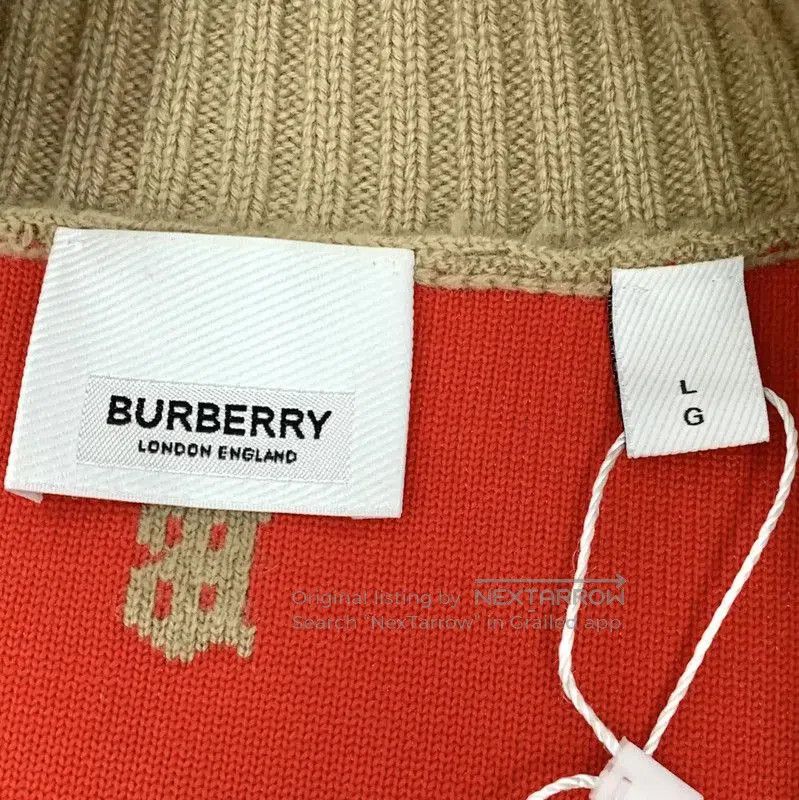 Burberry Burberry Wool Cardigan in Brown with Logo. Size L / US 10 / IT 46 - 5 Thumbnail