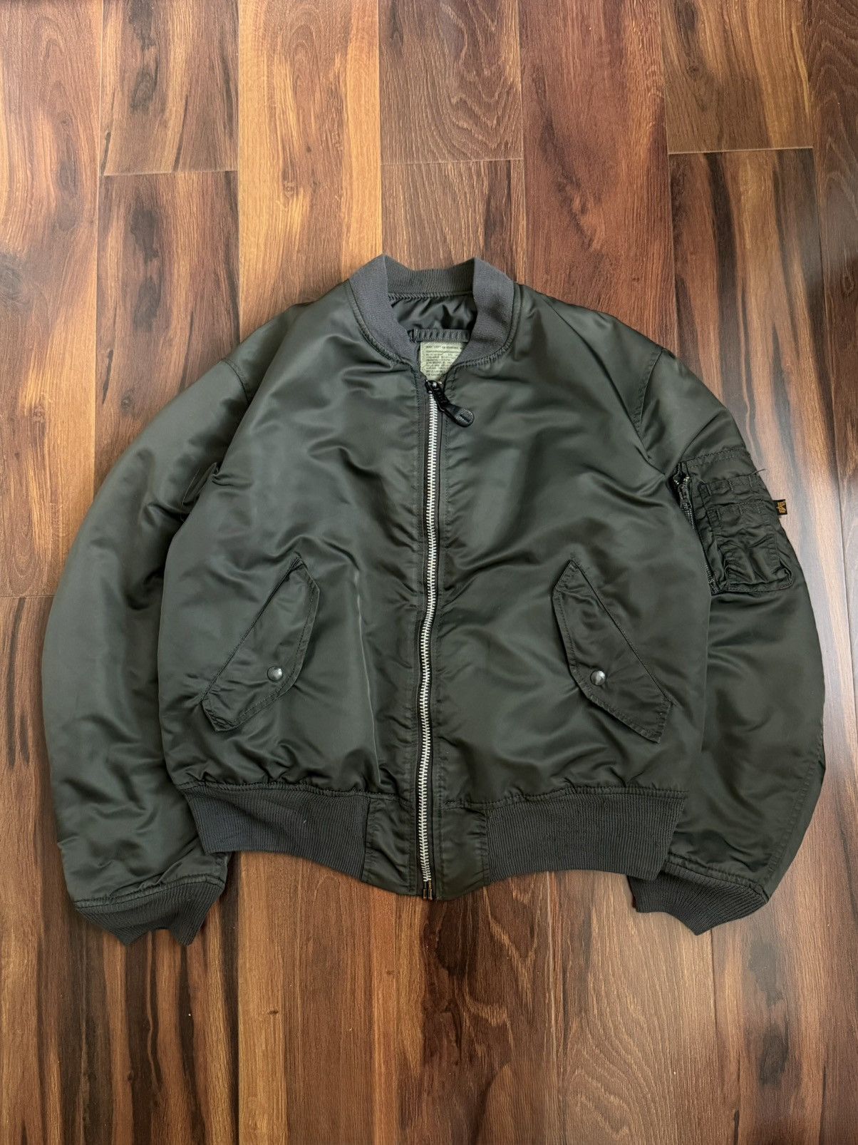 Alpha Industries Vintage green bomber with quilt lining Size US L / EU 52-54 / 3 - 1 Thumbnail