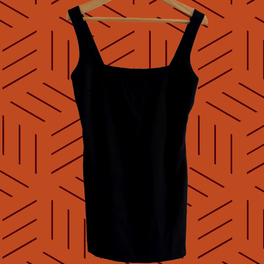 Vintage GERALDINE LUSTGARTEN Dress Size 6 Black Square Neck Sleeveless Knee Length Size M / US 6-8 / IT 42-44 - 1 Thumbnail